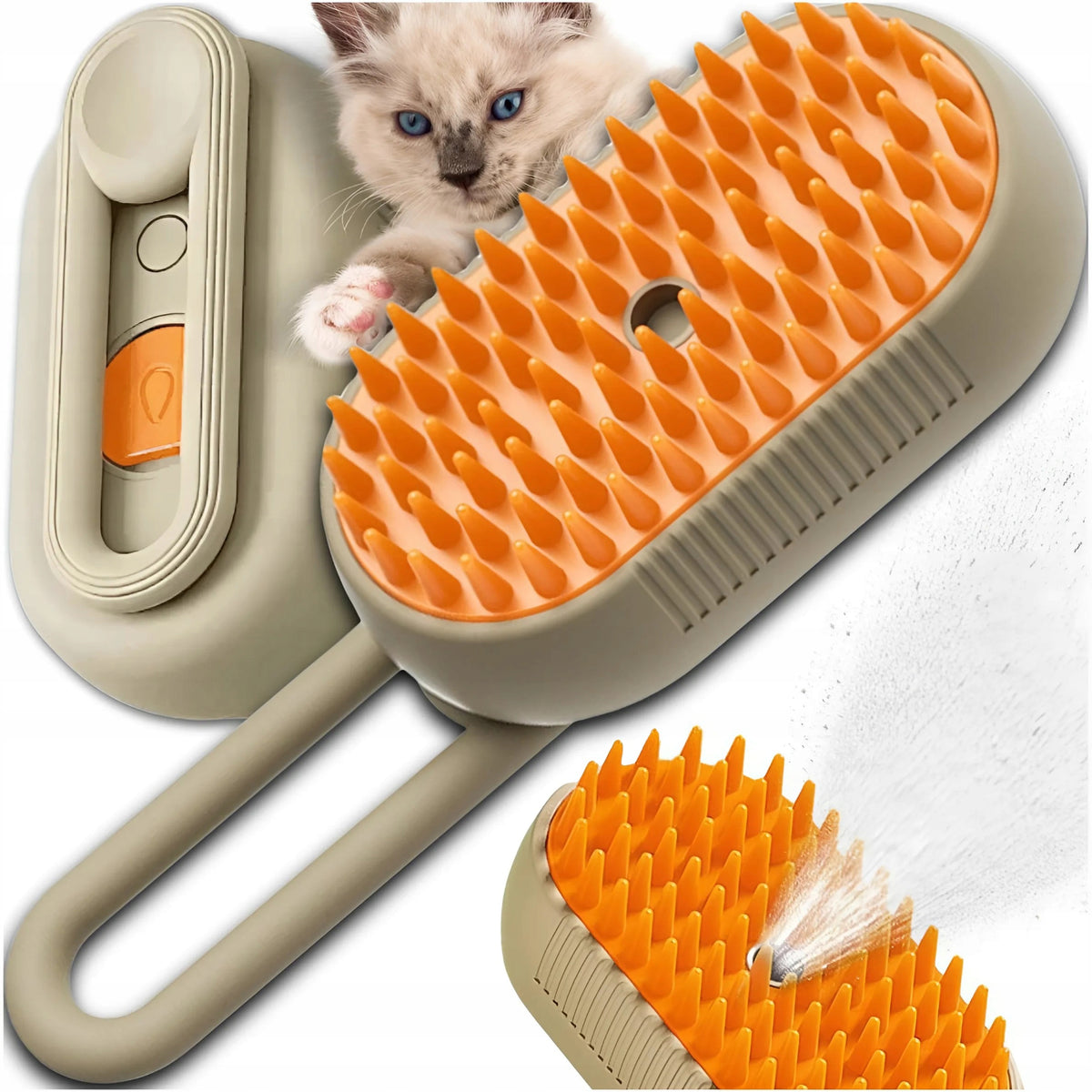 STEAM BRUSH FOR DOG AND CAT ANIMALS DISPENSER HAIR 3in1 ELECTRIC Packaging status original