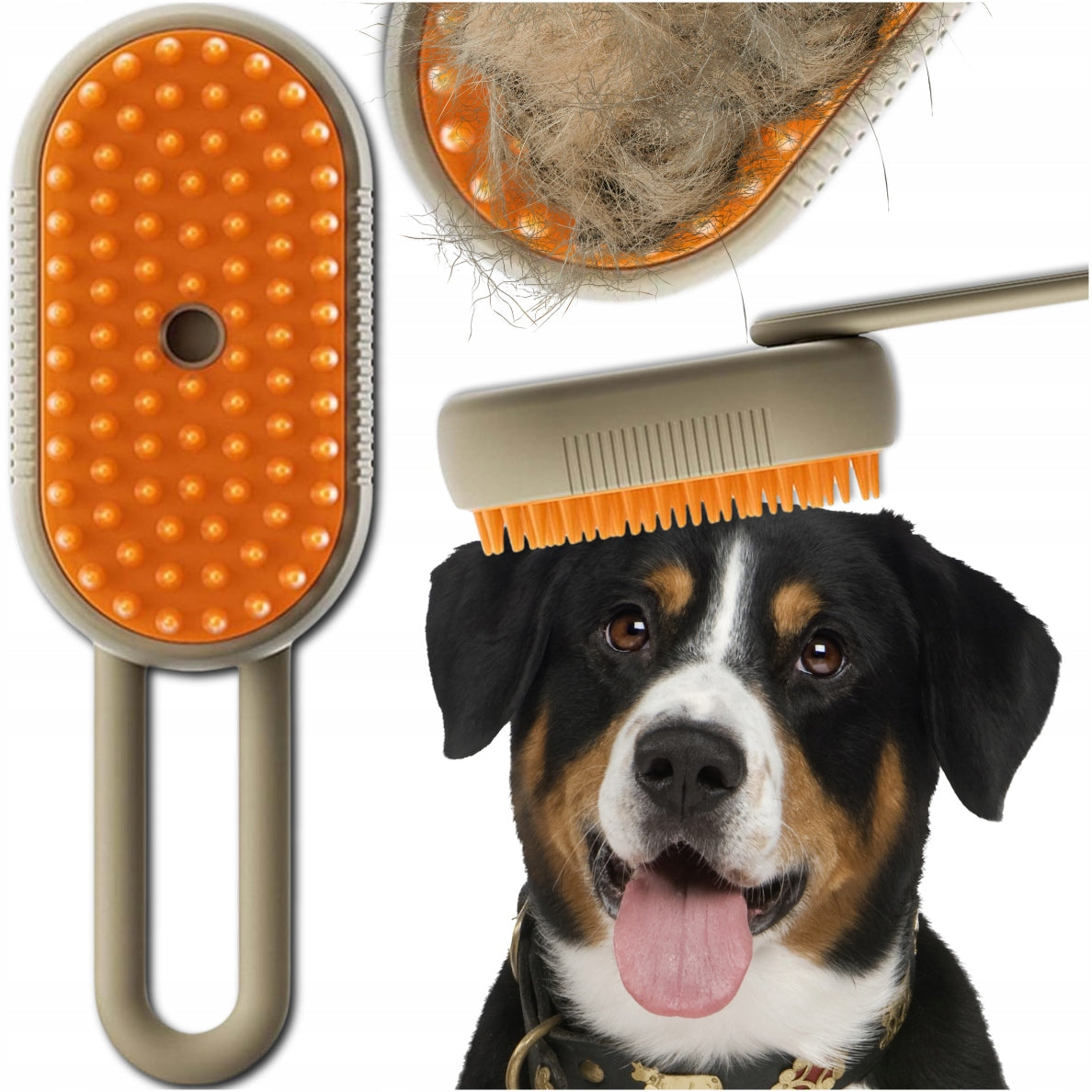 STEAM BRUSH FOR DOG AND CAT ANIMALS DISPENSER HAIR 3in1 ELECTRIC