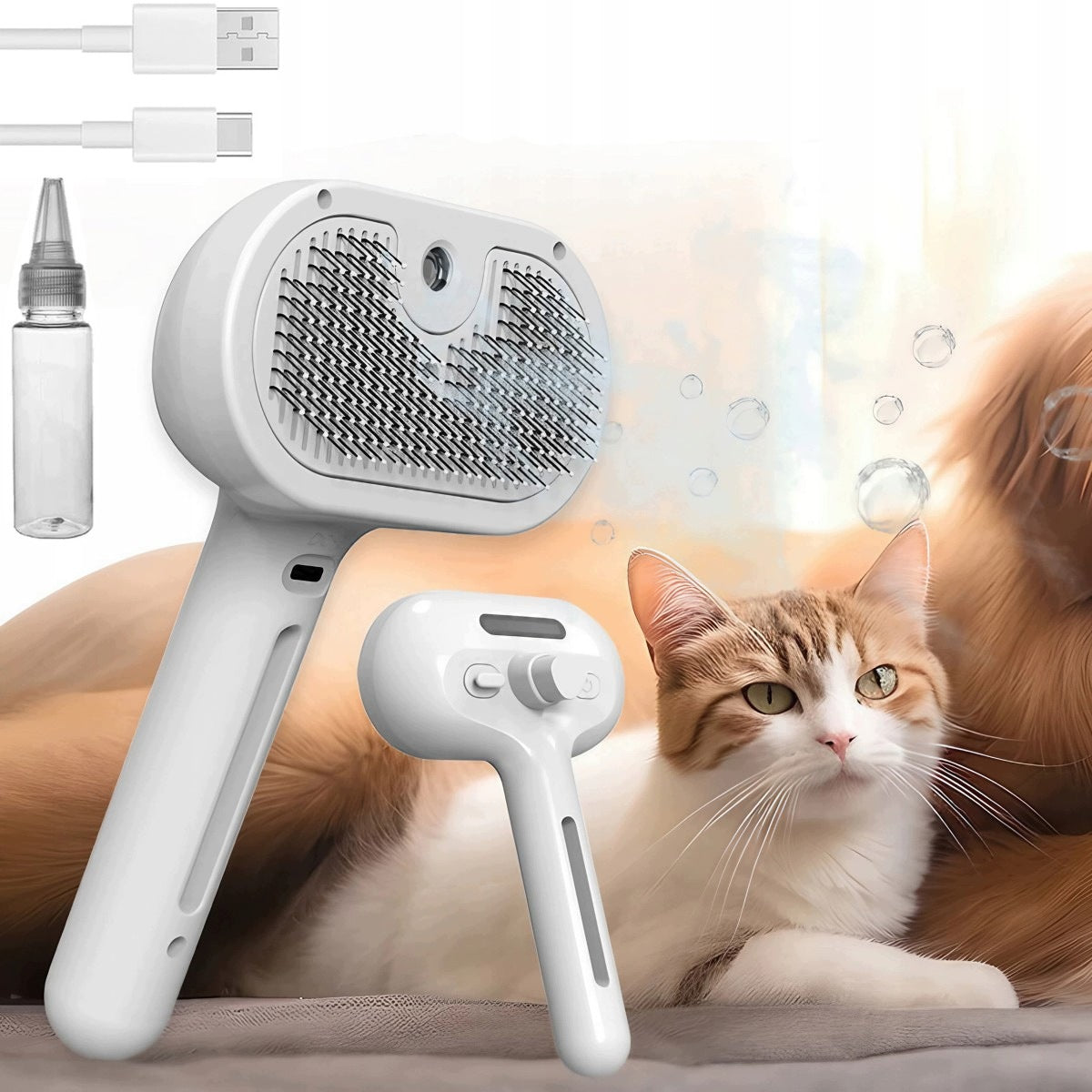 STEAM BRUSH FOR DOG AND CAT ELECTRIC SELF-CLEANING LATEST MODEL! Packaging status original