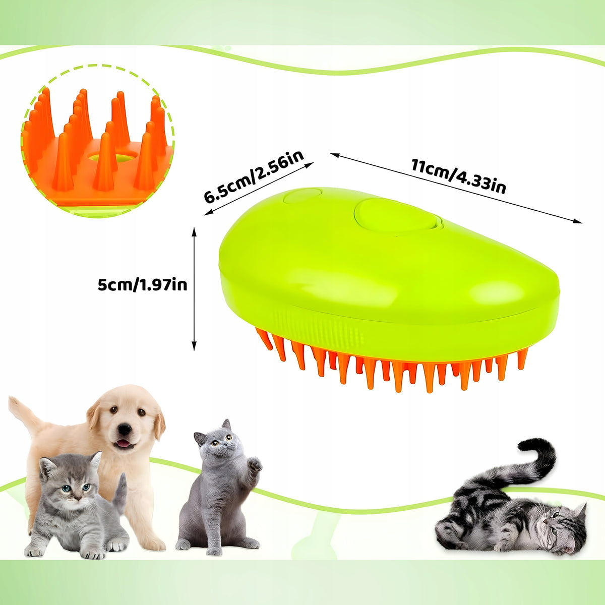 STEAM BRUSH FOR DOG AND CAT HAIR – EFFECTIVE CARE AND MASSAGE Manufacturer code Pioninetech