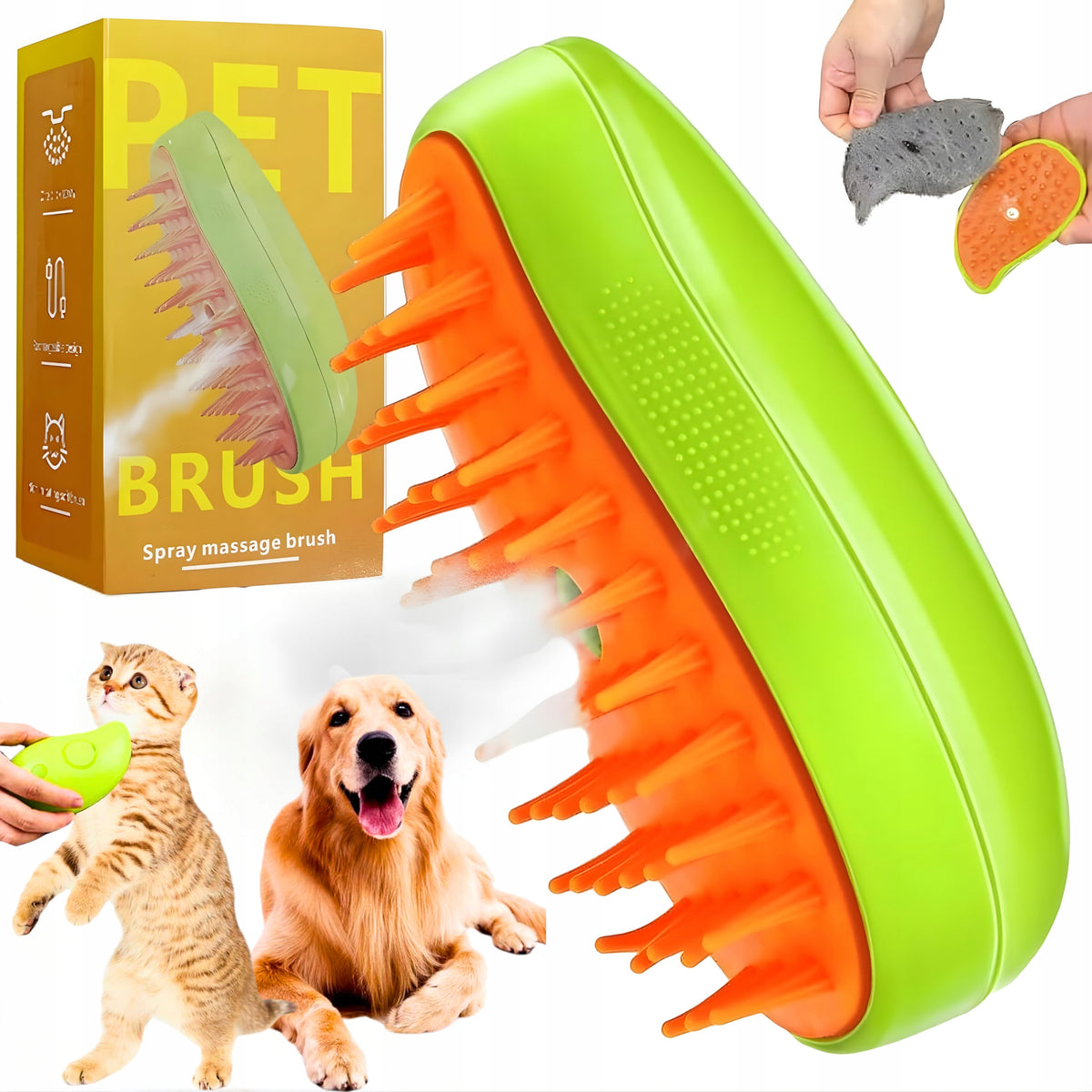 STEAM BRUSH FOR DOG AND CAT HAIR – EFFECTIVE CARE AND MASSAGE
