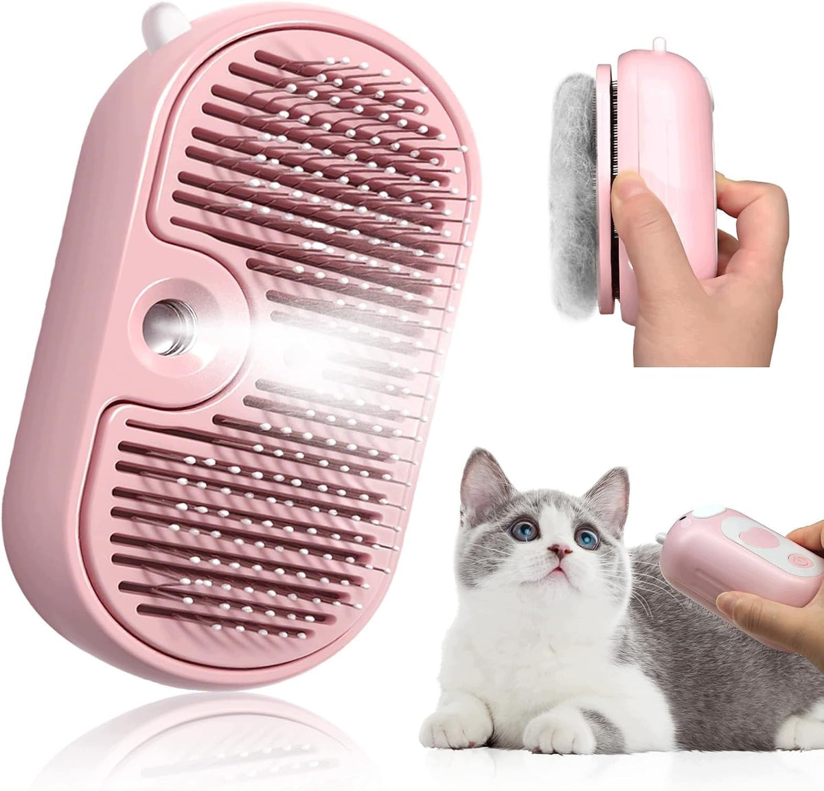 STEAM BRUSH FOR DOGS AND PETS, REMOVES TANGLED AND LOOSE HAIR.