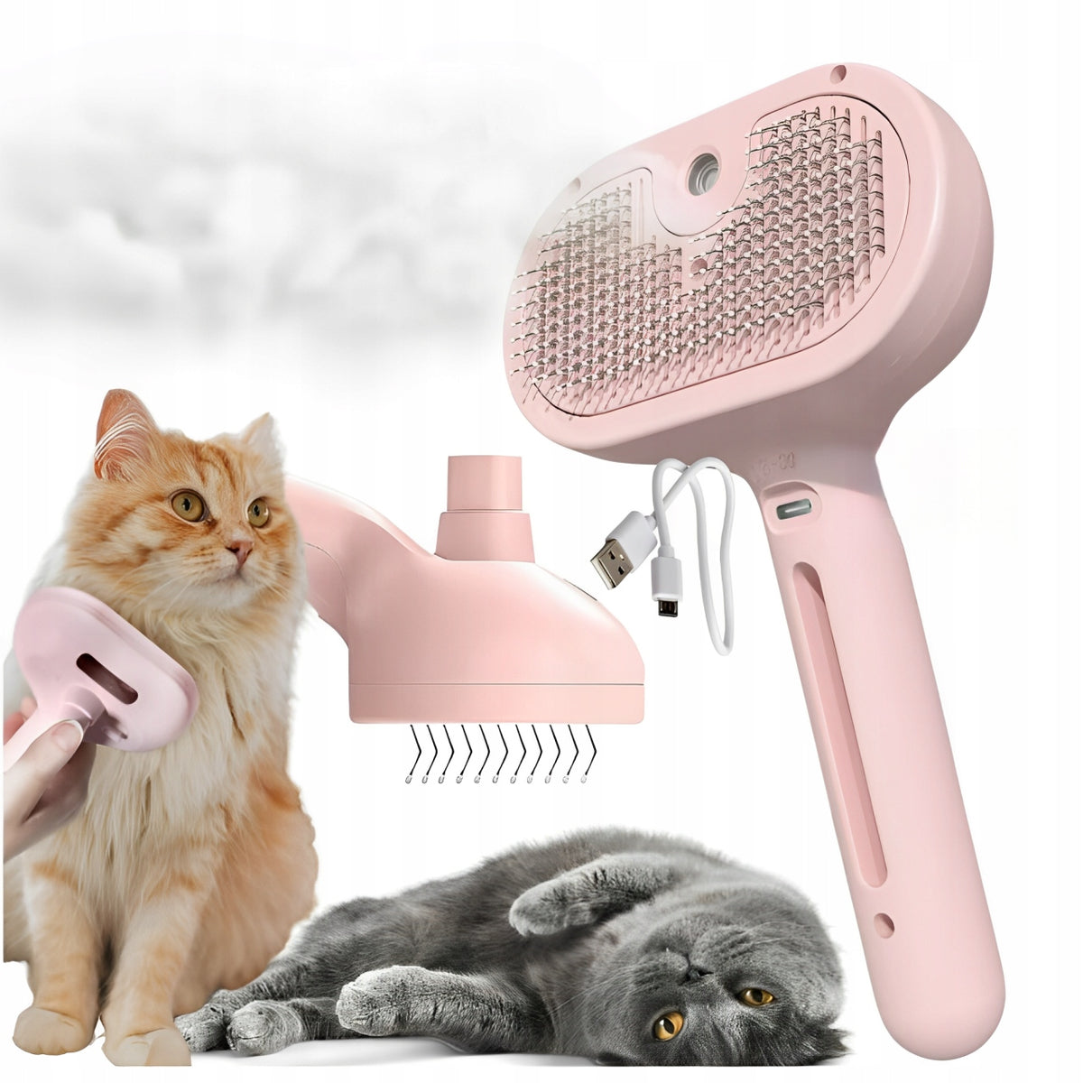 STEAM BRUSH FOR DOGS FOR HAIR CARE – PINK