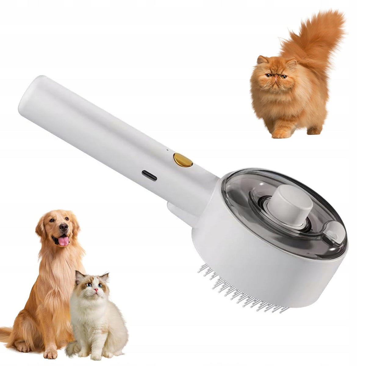 STEAM BRUSH FOR PETS GROOMING SELF CLEANING SPRAY DOG CAT HAIR REMOVAL COMB