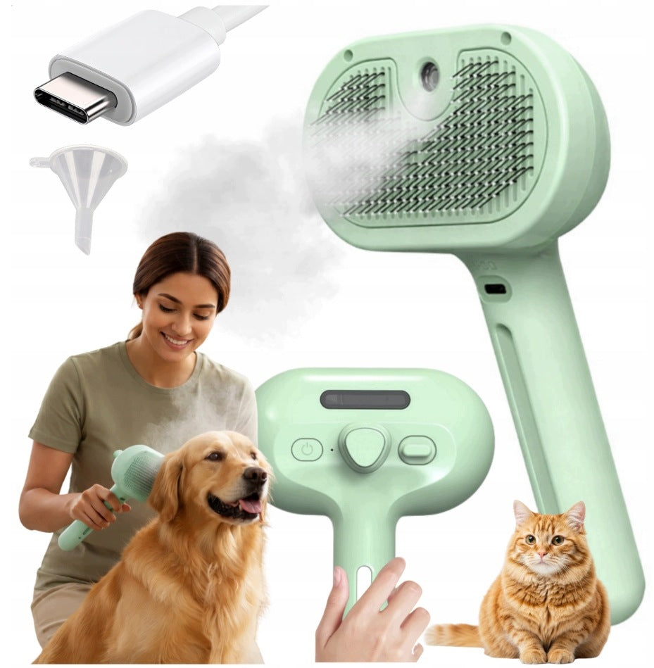 STEAM BRUSH FOR REMOVING LOOSE HAIR COMB WITH SPRAY FUNCTION