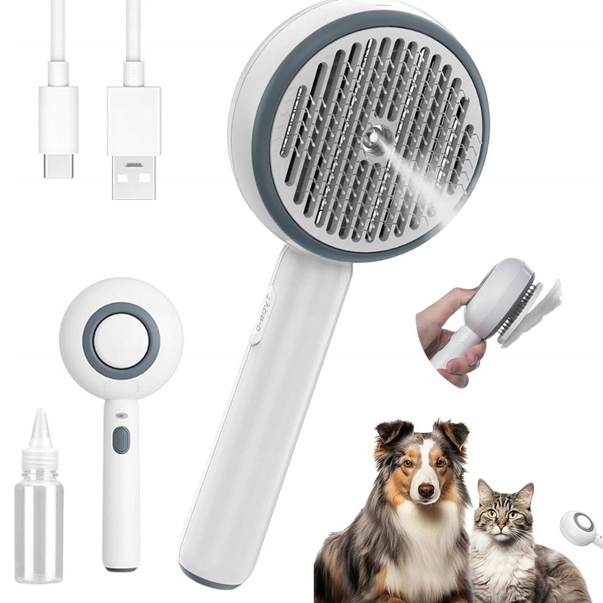 STEAM BRUSH WITH ONE BUTTON FOR HAIR REMOVAL EASY TO CLEAN