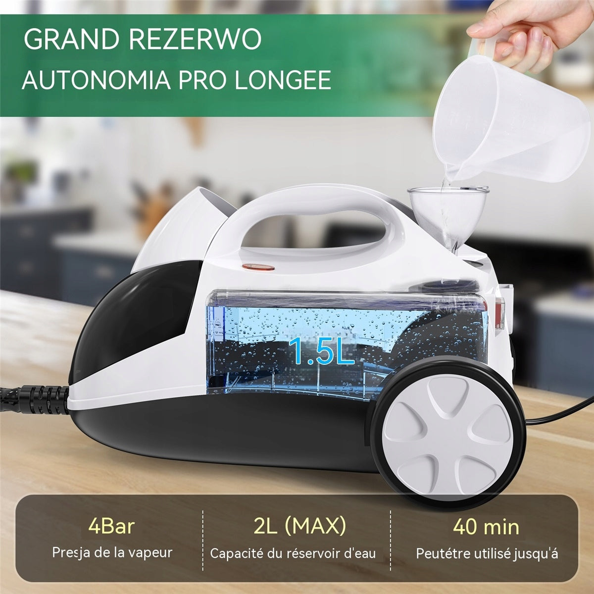 STEAM CLEANER 2000W 4BAR 2L 40MIN SET OF NOZZLES FOR CAR SOFA FLOORS Brand no brand