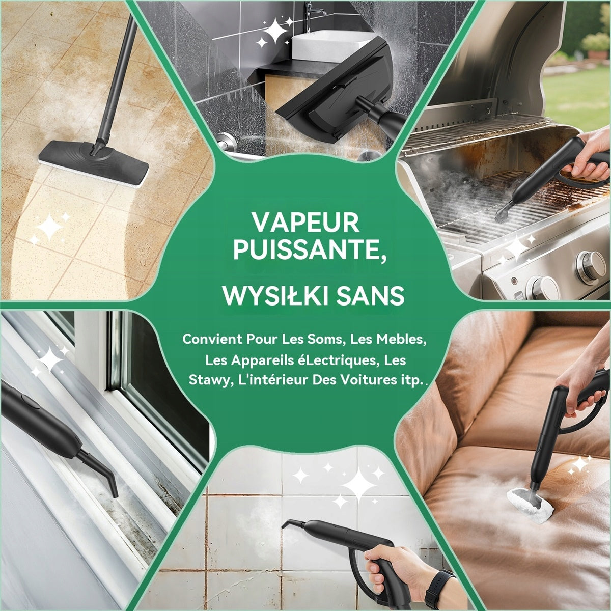 STEAM CLEANER 2000W 4BAR 2L 40MIN SET OF NOZZLES FOR CAR SOFA FLOORS Type steam washer