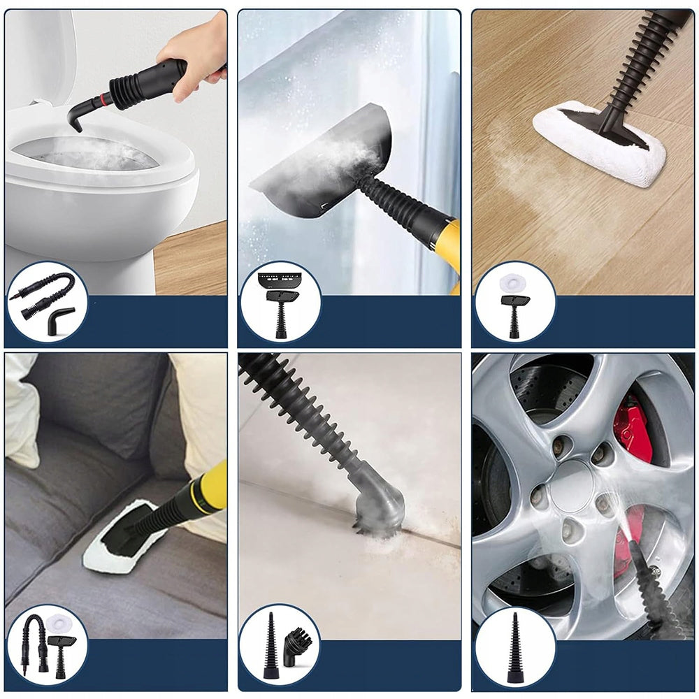 STEAM CLEANER 9 ACCESSORIES SET FOR VARIOUS CLEANING TASKS 1000W Capacity 0.35 l