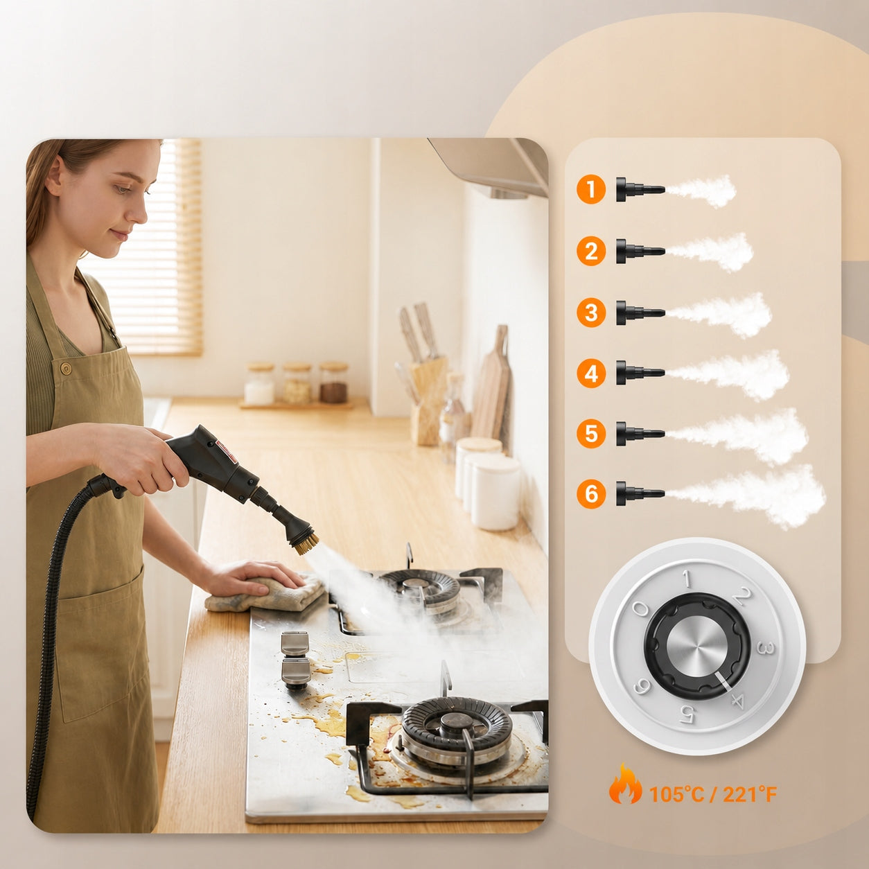 STEAM CLEANER FOR CAR WINDOWS UPHOLSTERY GROUT STEAMER PRESSURE MOP Power 1500 W