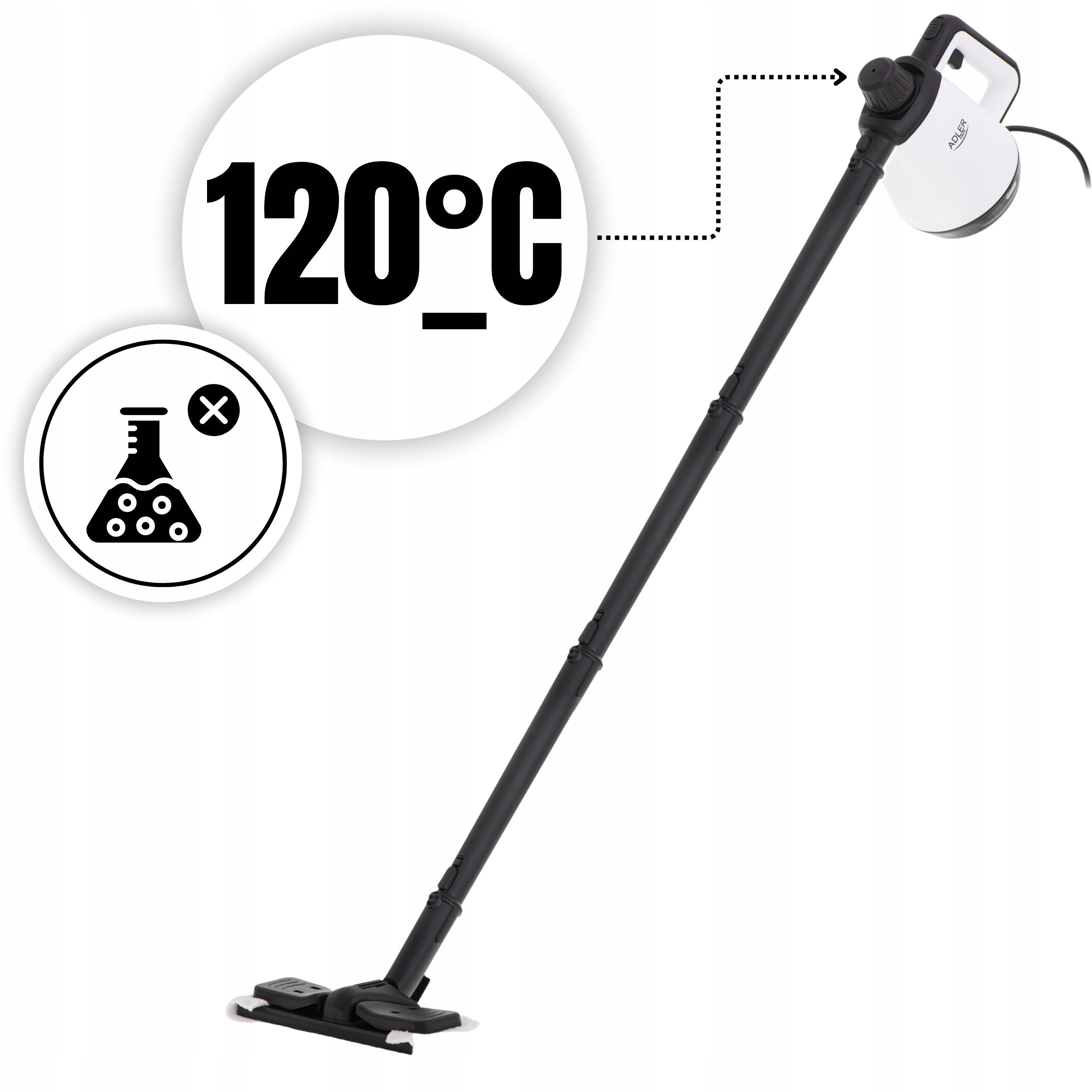 STEAM CLEANER HANDHELD STEAM MOP UPHOLSTERY GROUT WINDOW CLEANER SET 2000W Model ZESTAW DO FUG OKIEN TAPICERKI