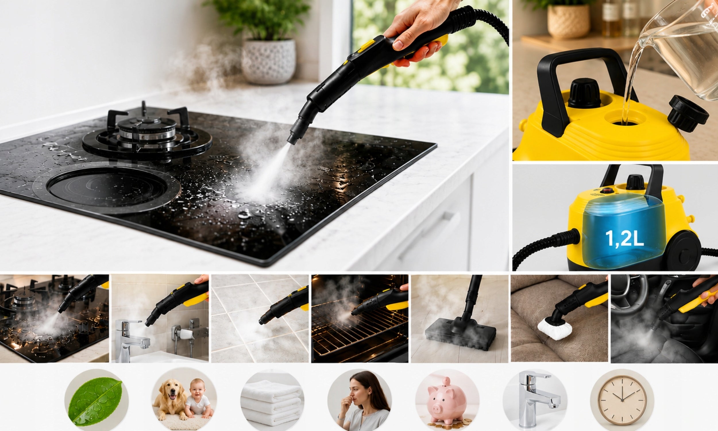 STEAM CLEANER MOP HAND STEAMER FOR CAR WINDOWS GROUT UPHOLSTERY 2100W Brand no brand