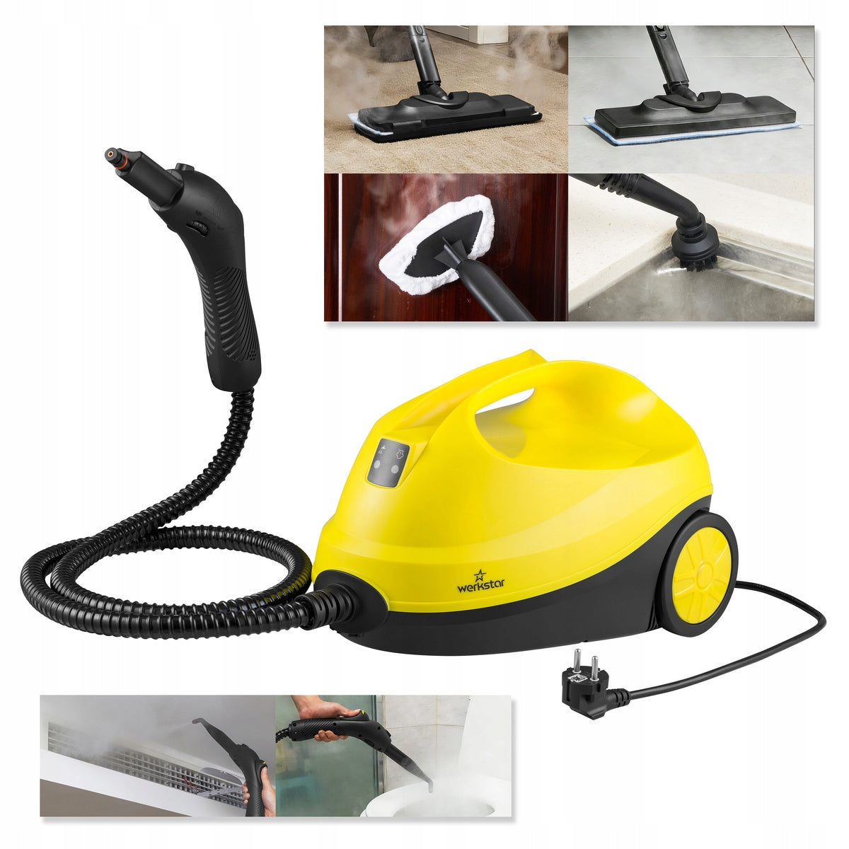 STEAM CLEANER POWERFUL STEAM CLEANER STEAM MOP SET ACCESSORIES 2000W CLEANER 1,5L Manufacturer code WER89143