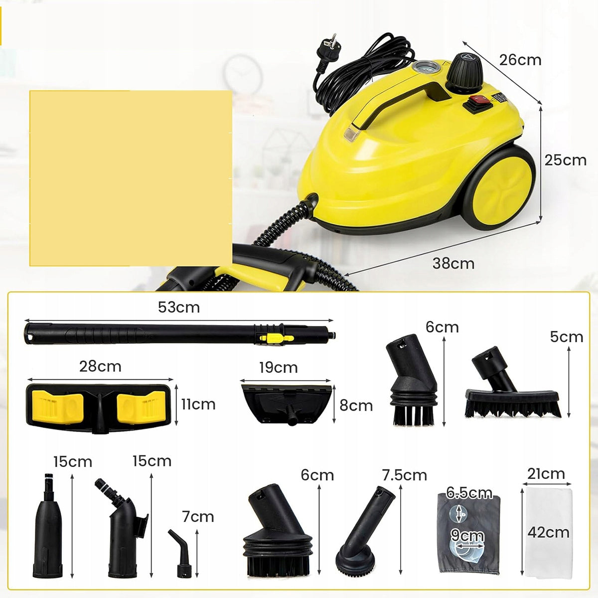 STEAM CLEANER STEAM MOP 2000W 1.8L SET Product weight with unit packaging 6.201 kg