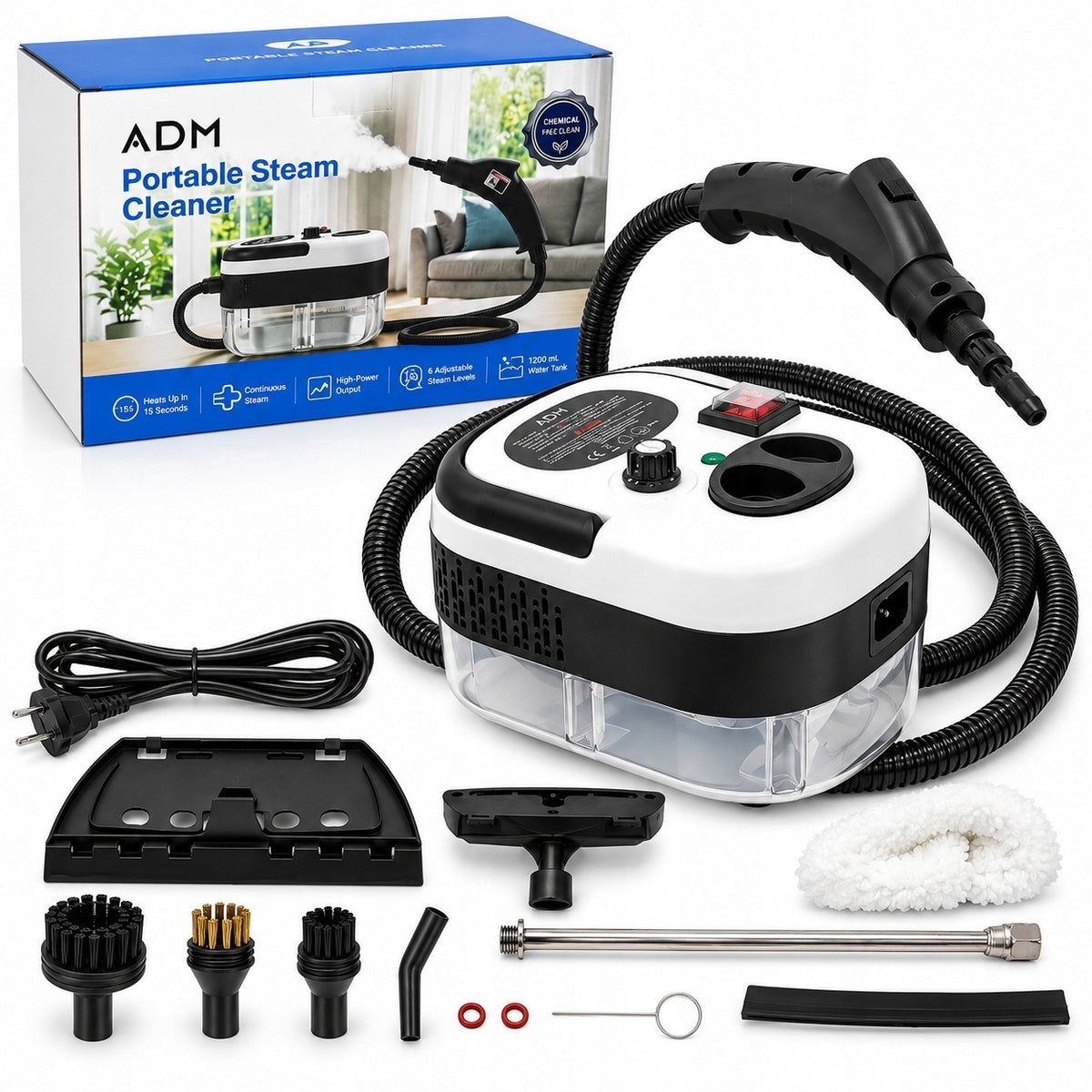 STEAM CLEANER STEAM MOP 2500W ADM FOR CLEANING WINDOW JOINTS