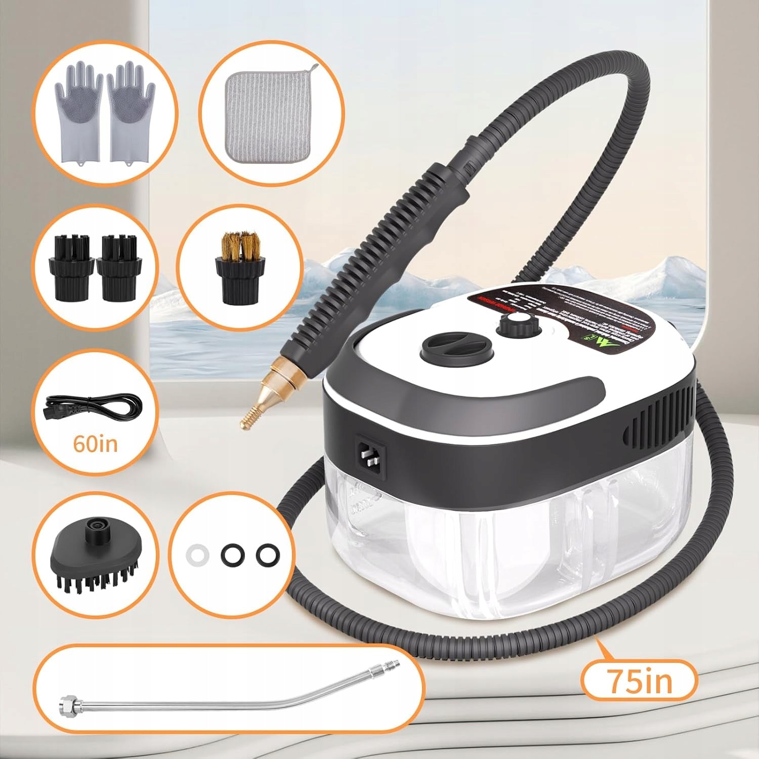 STEAM CLEANER STEAM MOP STEAMER STRONG 2500W SET FOR WINDOW GROUT TRAY Brand no brand