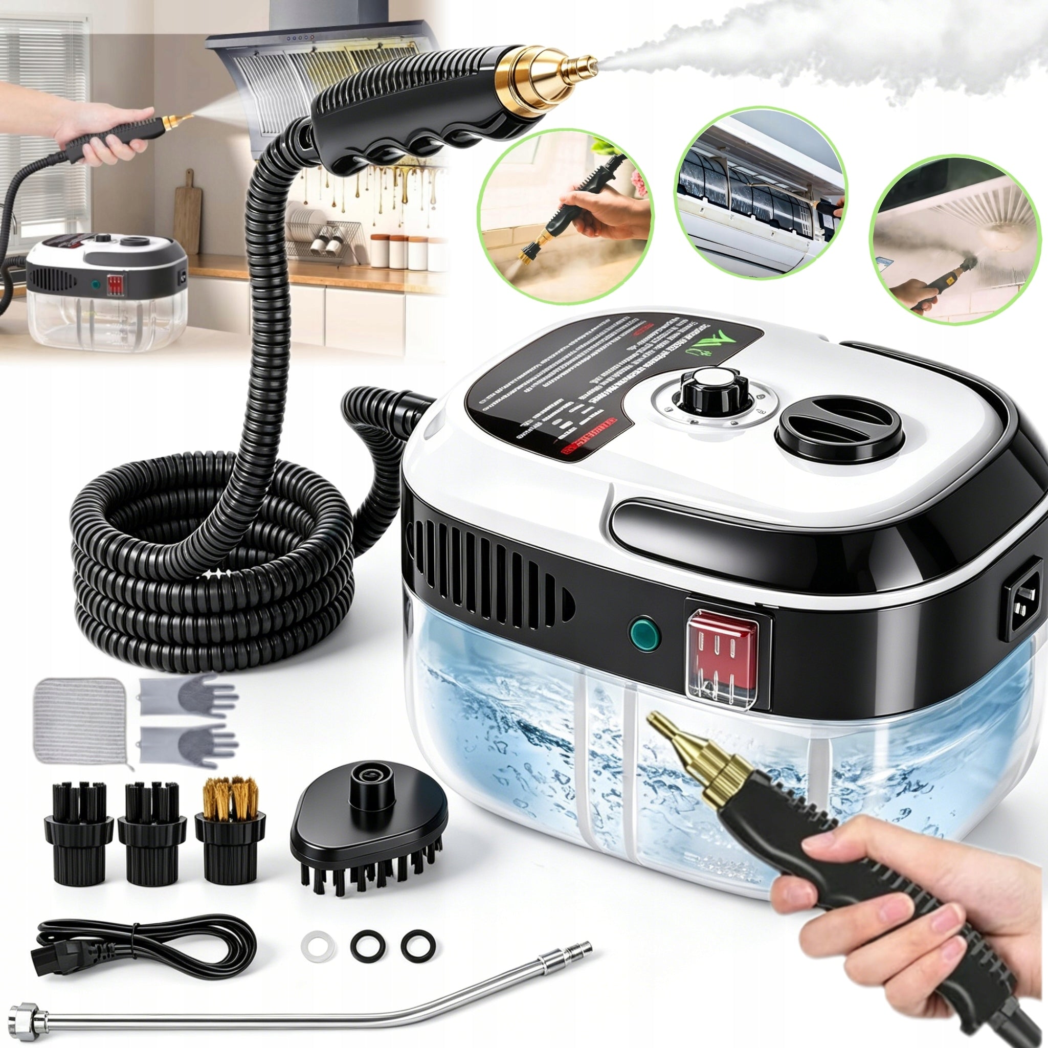 STEAM CLEANER STEAM MOP STEAMER STRONG 2500W SET FOR WINDOW GROUT TRAY