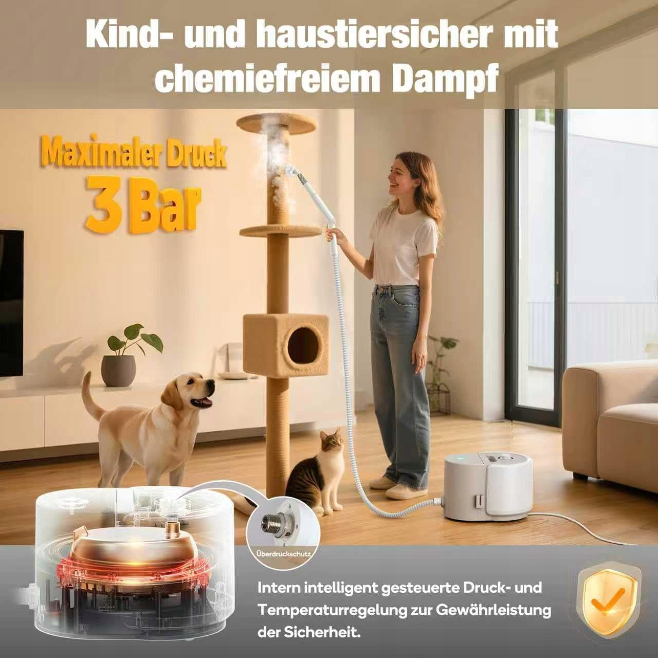 STEAM CLEANER STEAMER NEWBEALER 1500W 3BARY 1,5L 12 ACCESSORIES EFFICIENT Manufacturer code B0FB94WWDS
