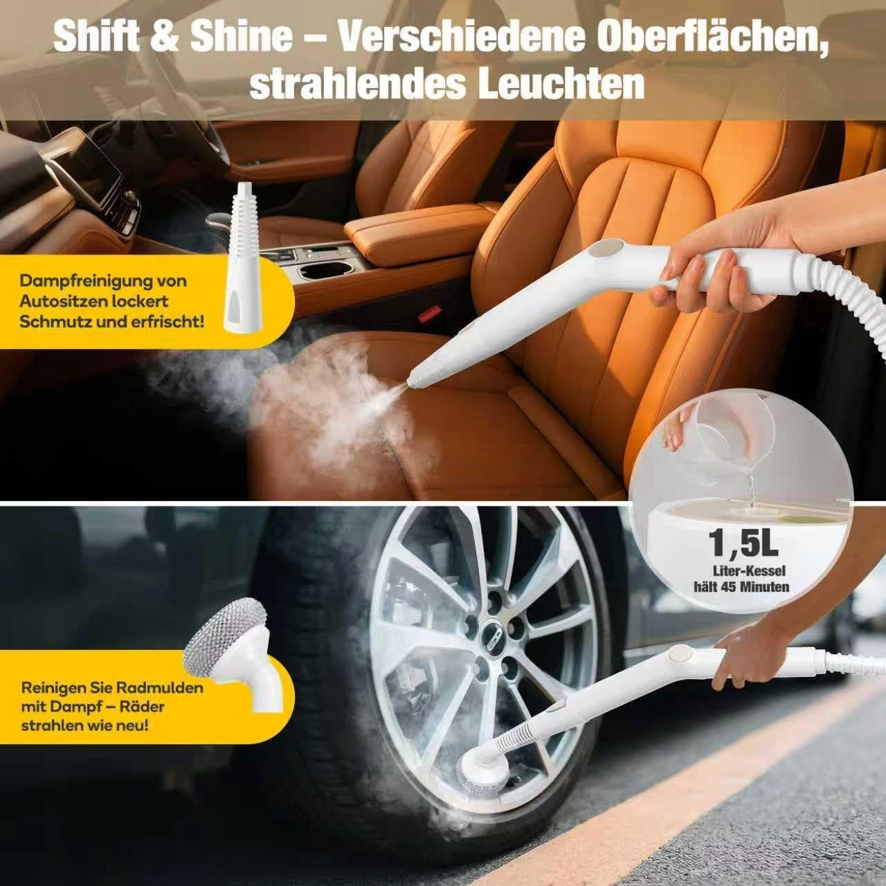 STEAM CLEANER STEAMER NEWBEALER 1500W 3BARY 1,5L 12 ACCESSORIES EFFICIENT Model Newbealer 2 w 1