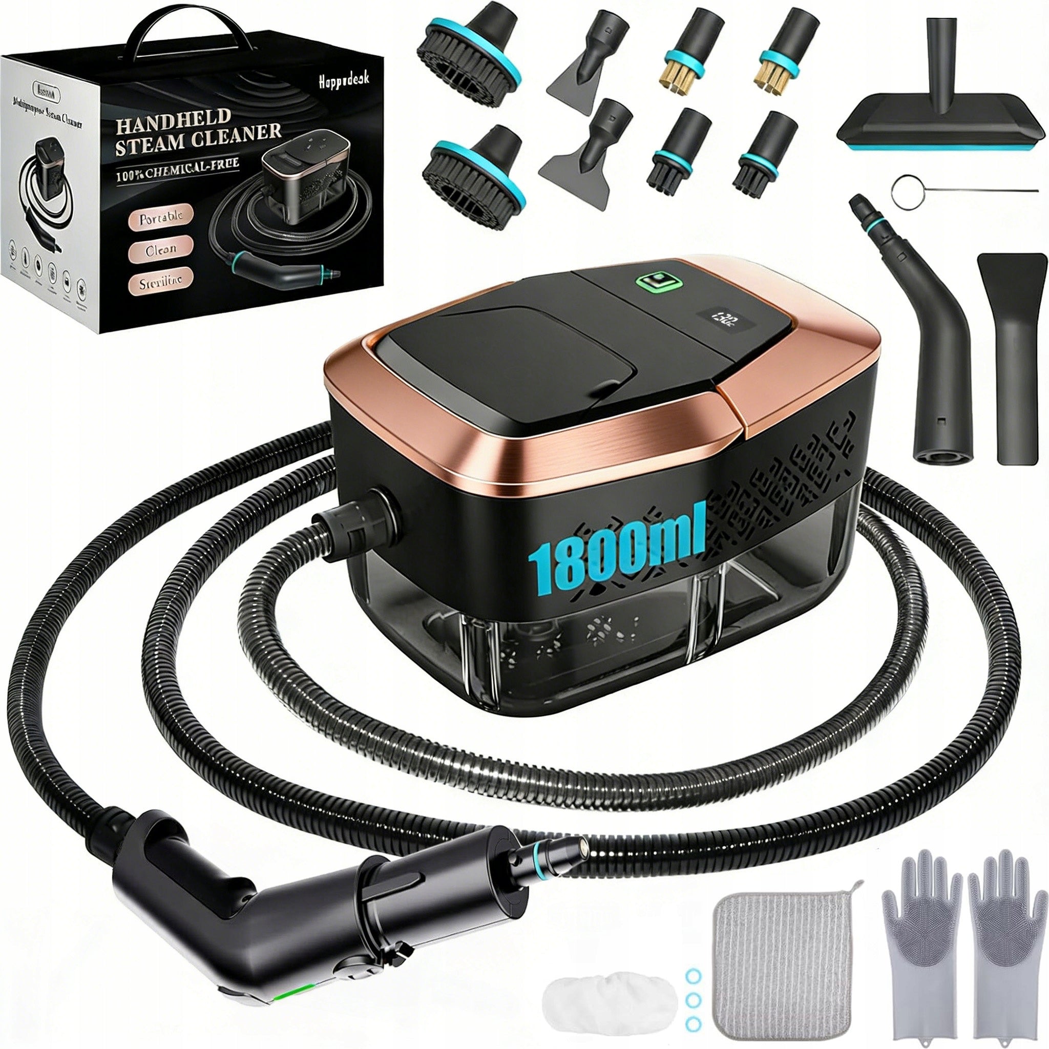 STEAM CLEANER WINDOW CLEANER STEAMER 1800ML 4BAR 2500W + 2M STEAM HOSE