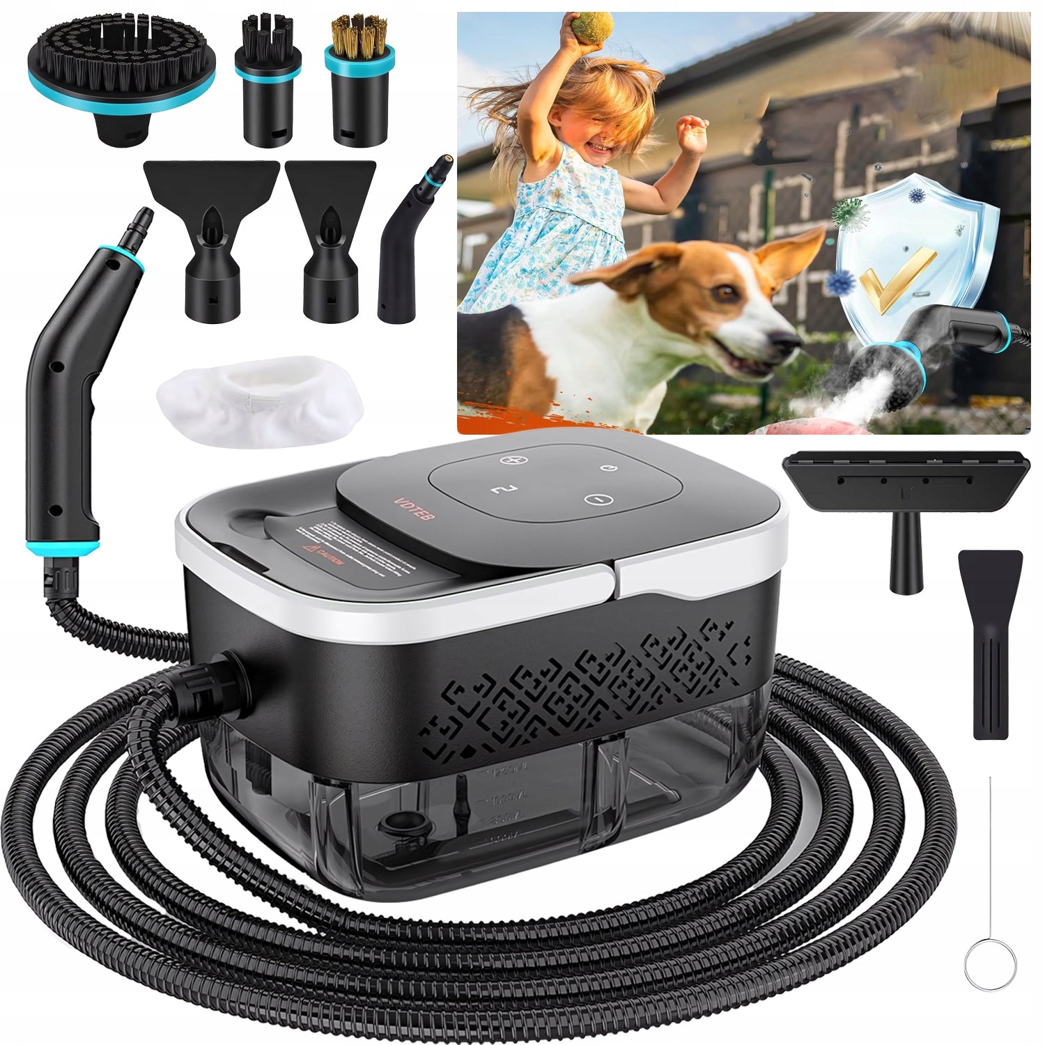 STEAM CLEANER WINDOW CLEANER STEAMER 4 BAR 1250ML 2500W+1.5M STEAM HOSE