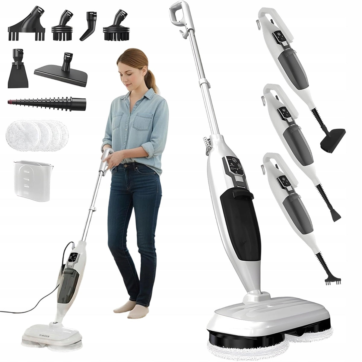 STEAM CLEANER WITH ROTATING HEAD FOR WOOD AND COMPOSITE MANUAL STEAM MOP Packaging status original