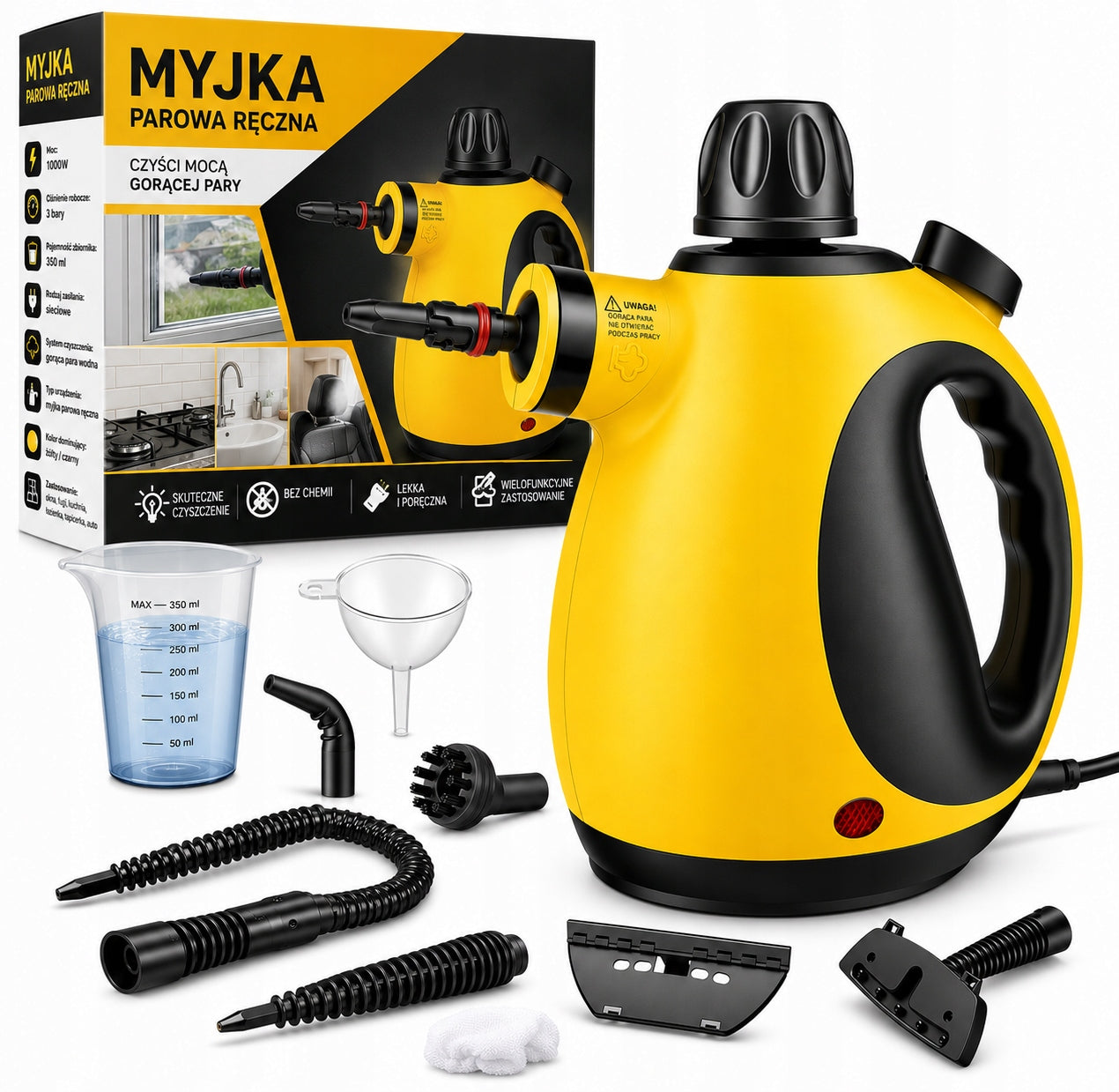 STEAM CLEANER Window Cleaner STEAMER 1000W Manual Washer 3 Bars Set