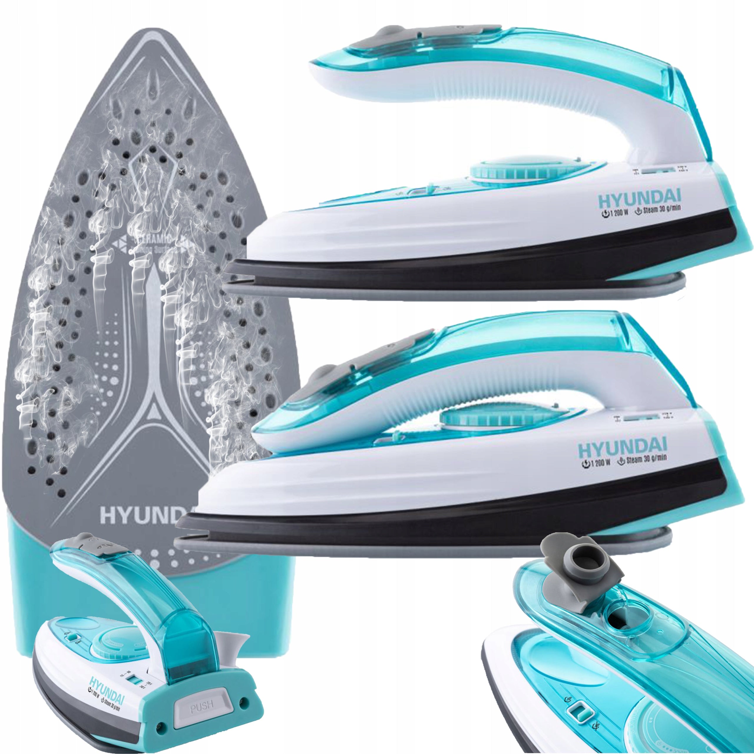 STEAM IRON TOURIST CERAMIC TRAVEL ADJUSTMENT °C 1200W HYUNDAI
