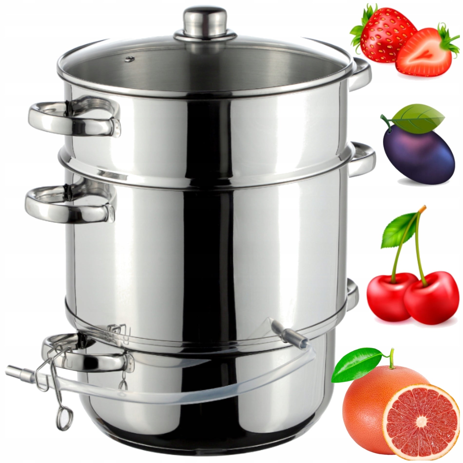 STEAM JUICER FOR INDUCTION 3in1 LARGE STEEL 8L