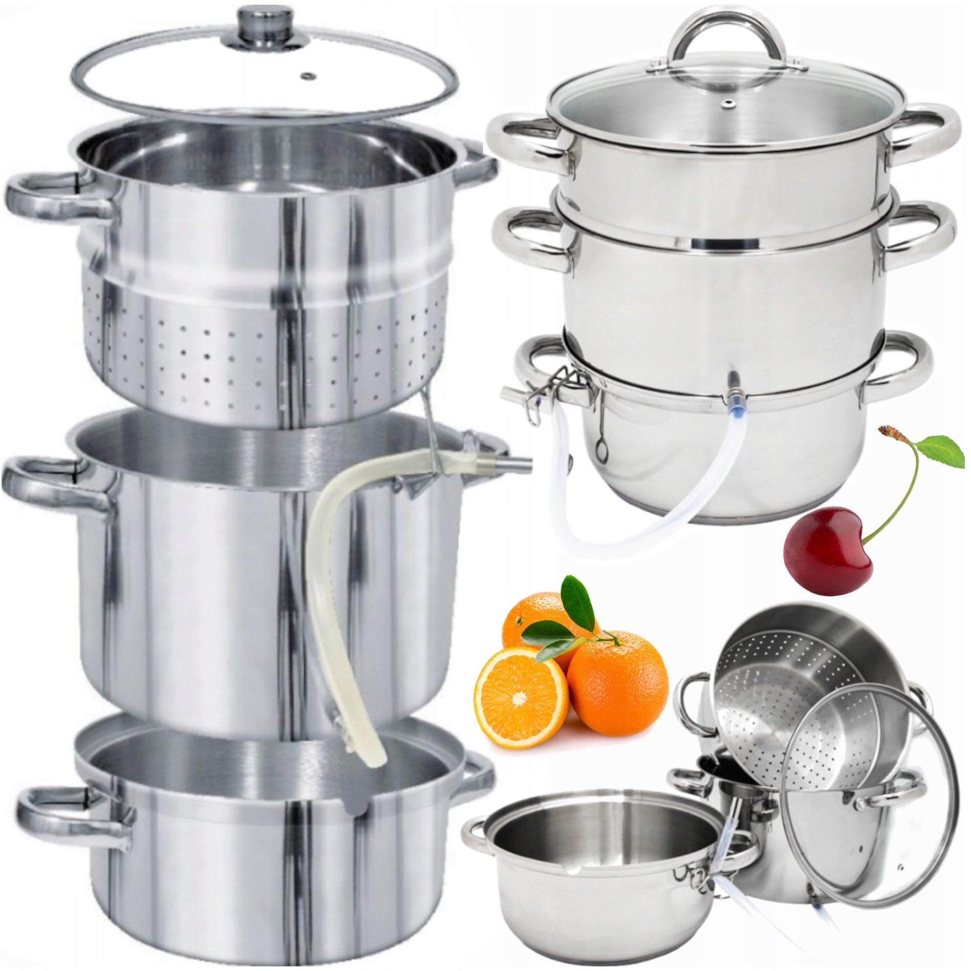 STEAM JUICER FOR INDUCTION AND HEAVY GAS SOLID STAINLESS STEEL XL