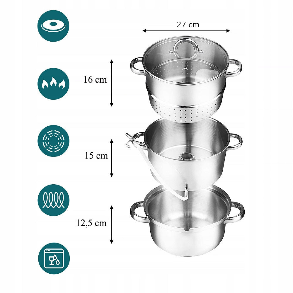 STEAM JUICER JUICE POT 8L STAINLESS STEEL INDUCTION GAS CERAMIC Brand Sell