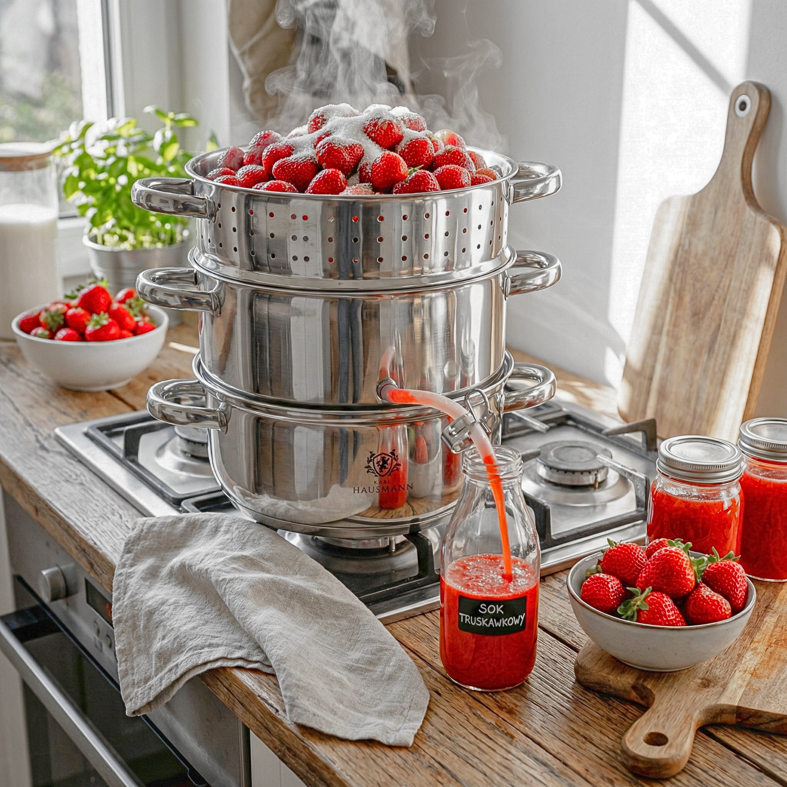 STEAM JUICER STAINLESS STEEL 8L FOR INDUCTION GAS JUICER KARL HAUSMANN Manufacturer code sokownik 8l karl hausmann nitowane uchwyty