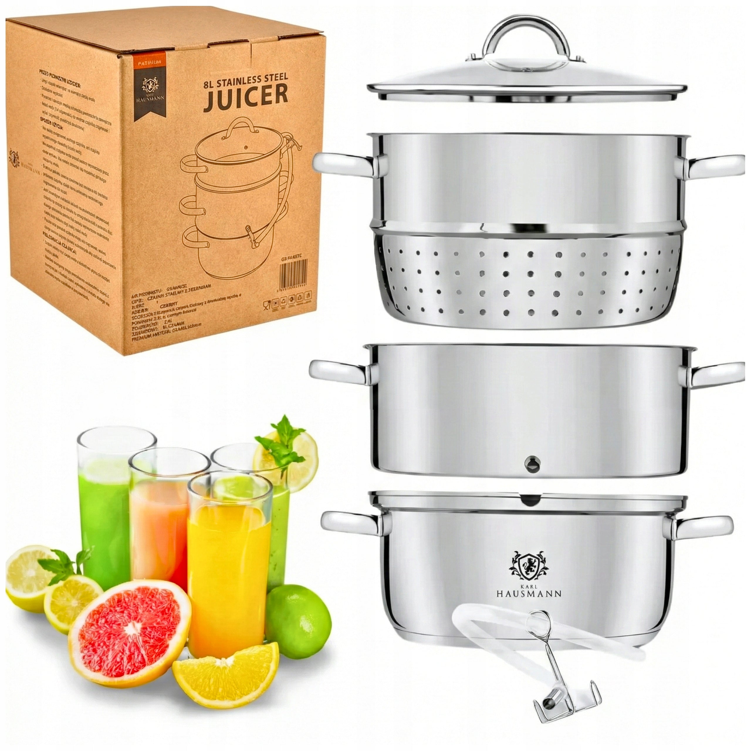 STEAM JUICER STAINLESS STEEL 8L FOR INDUCTION GAS JUICER KARL HAUSMANN Packaging status original