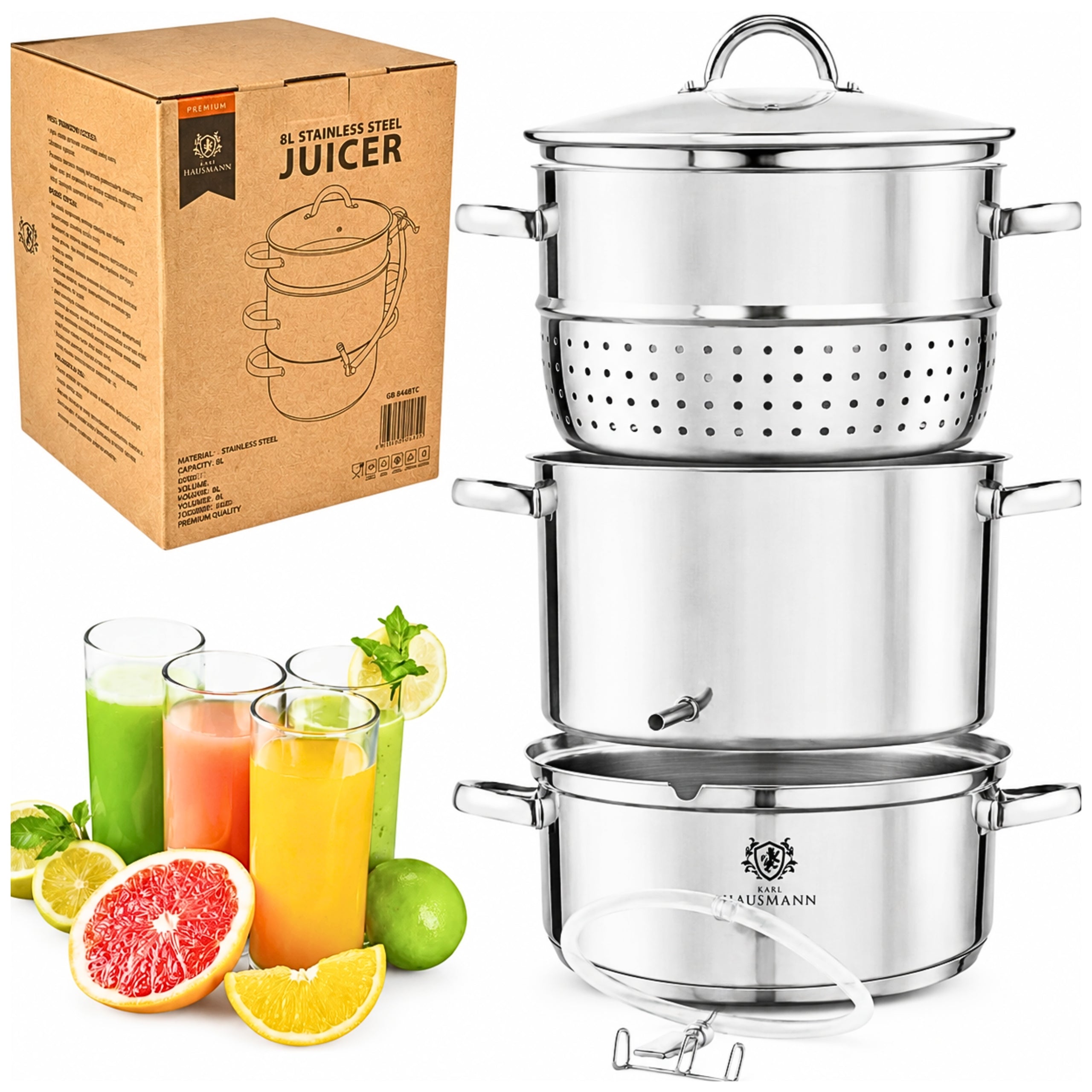 STEAM JUICER STAINLESS STEEL 8L FOR INDUCTION GAS JUICER KARL HAUSMANN