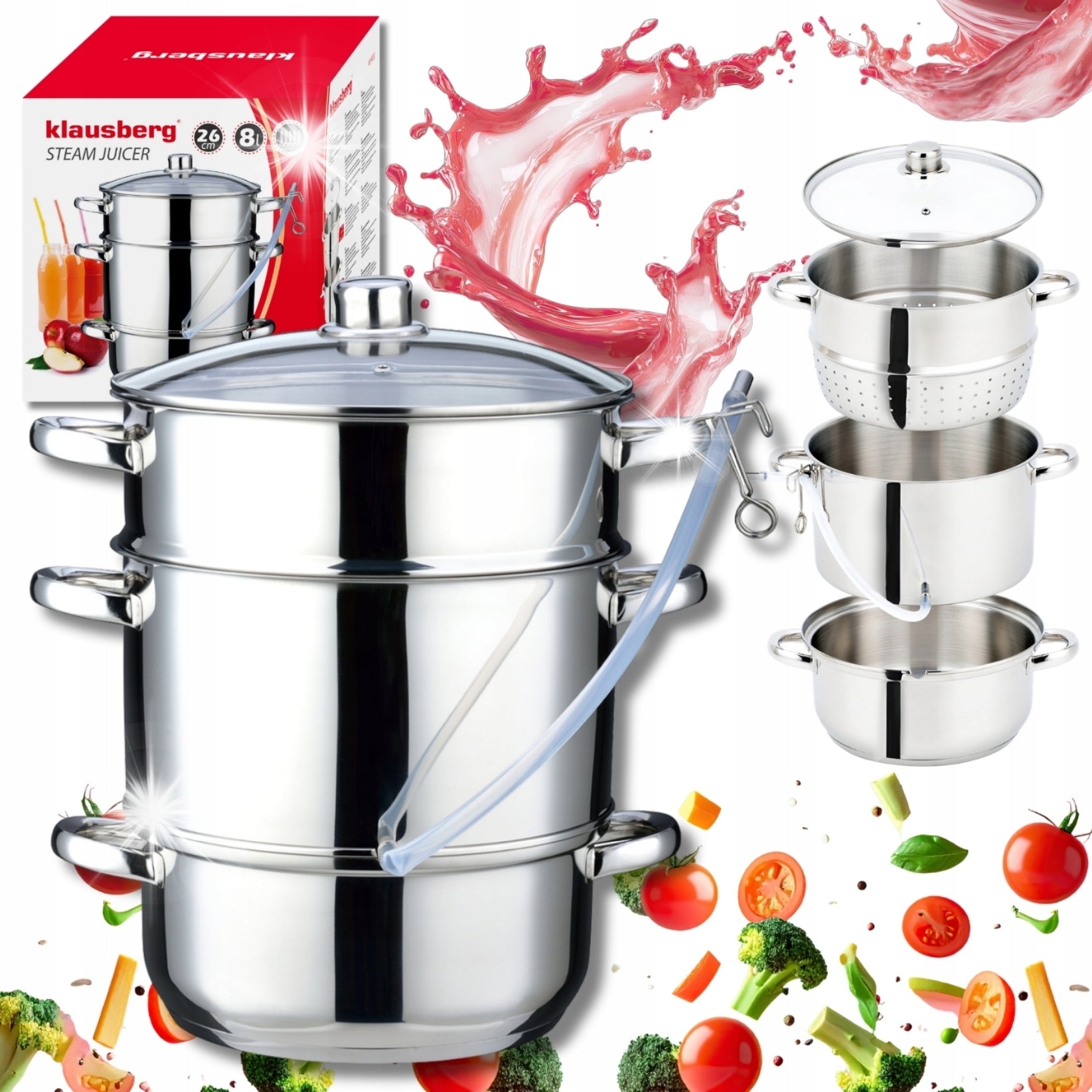 STEAM JUICER STAINLESS STEEL 8L INDUCTION GAS CERAMIC BPA FREE POT