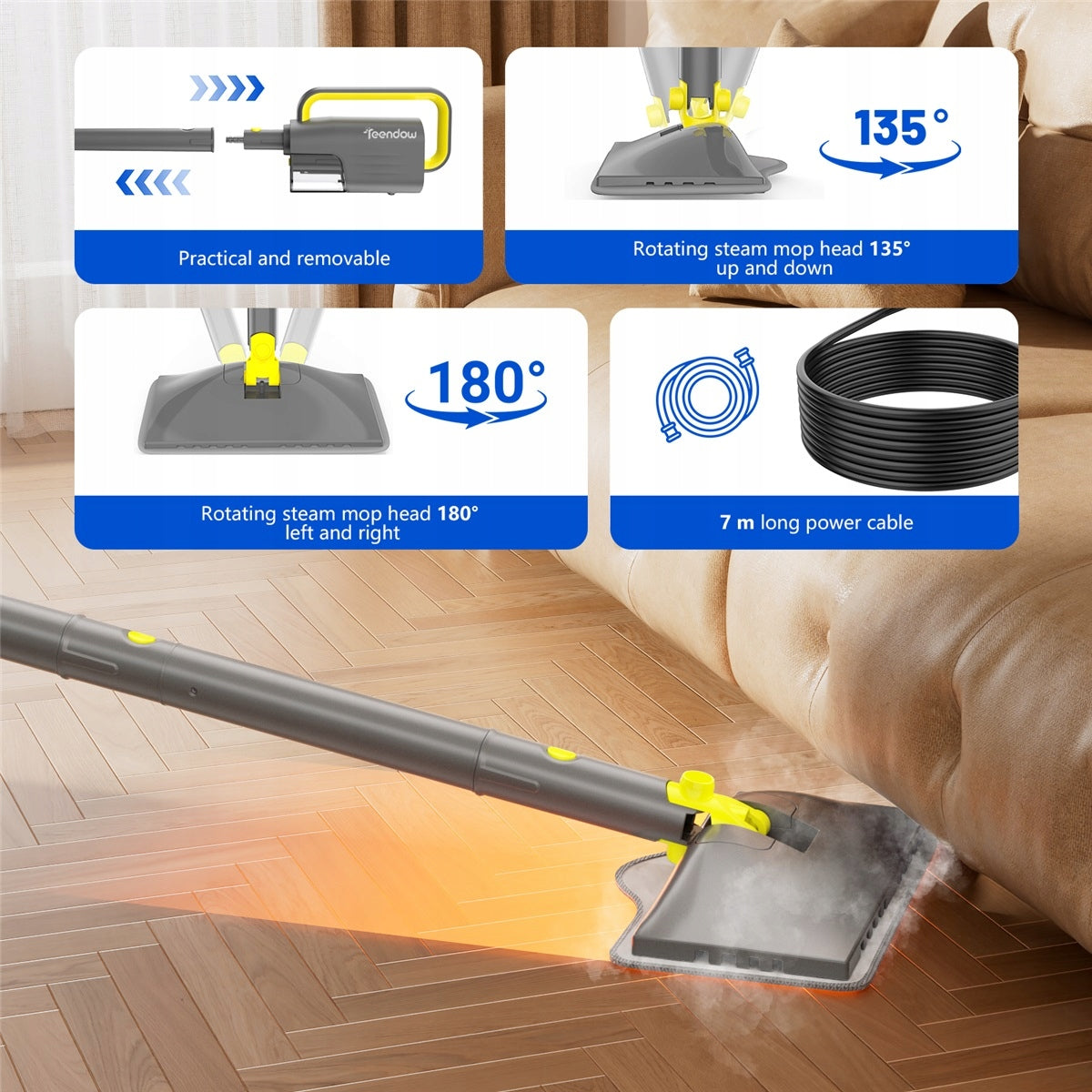 STEAM MOP 6IN1 20S 300ML 2 STEAM MODES AKCESORIA FOR FLOORS Brand no brand
