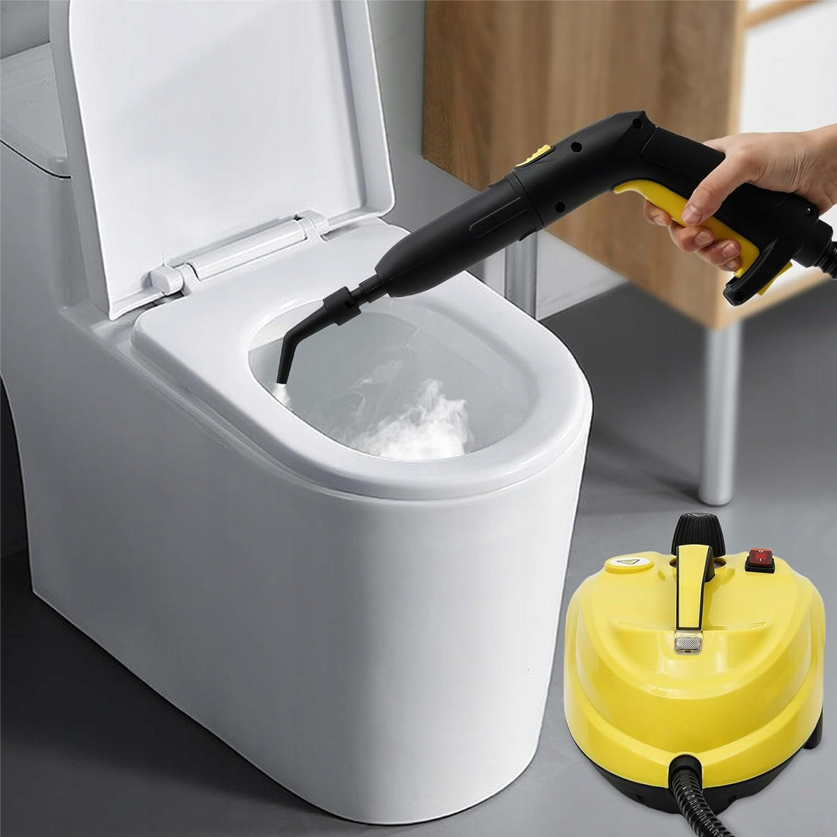 STEAM MOP MULTIFUNCTIONAL STEAM CLEANER 2000W Dominant color yellow/gold