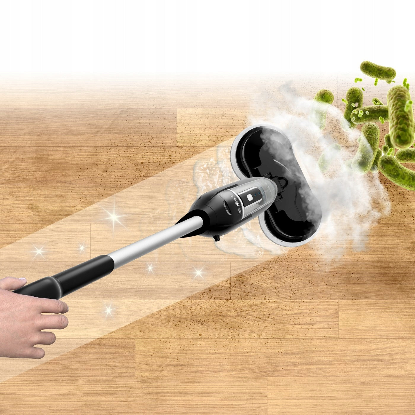 STEAM MOP ROTARY STEAM CLEANER 1200W 110°C MICROFIBER WASH PADS Power supply mains