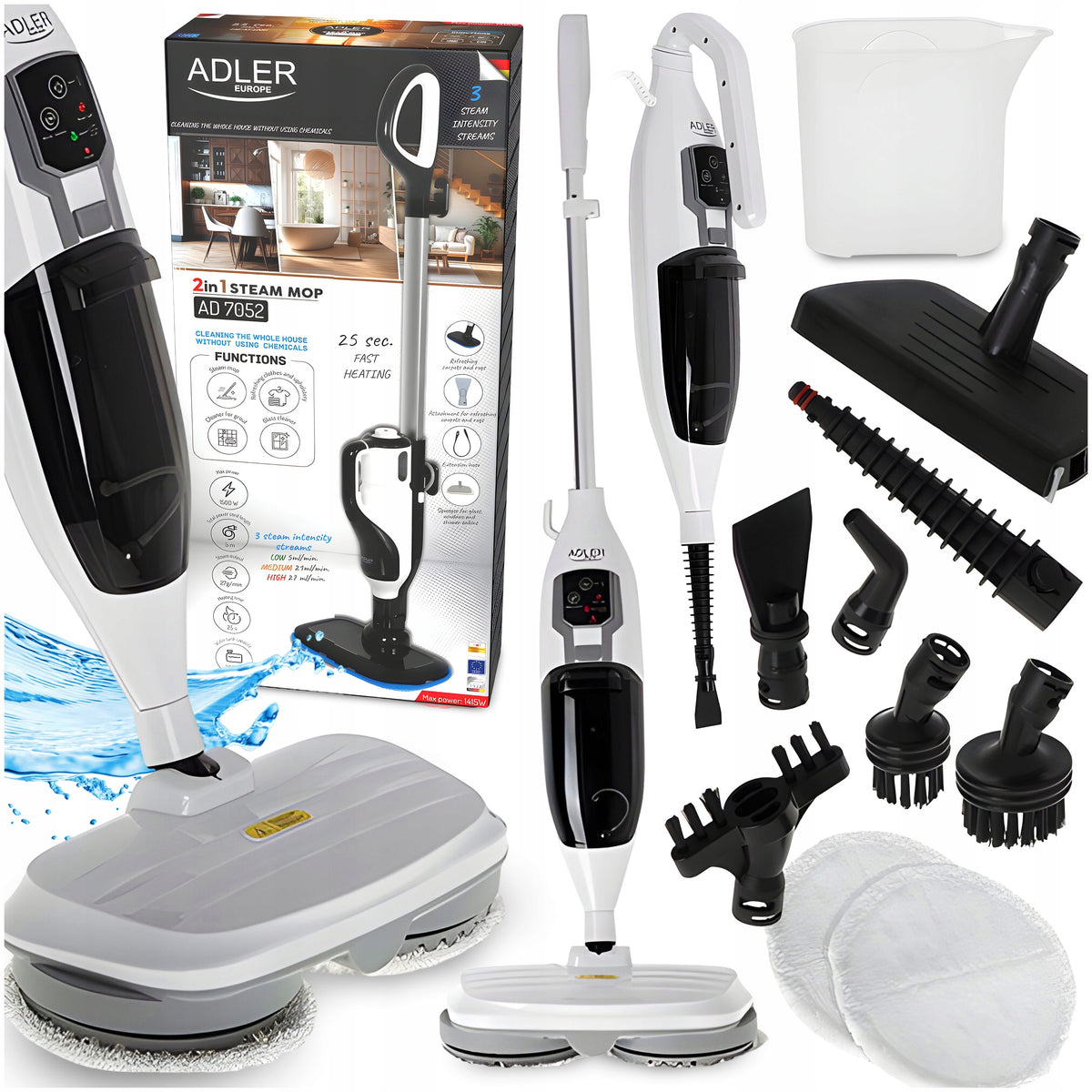 STEAM MOP STEAM CLEANER ROTARY ELECTRIC STEAMER WINDOW CLEANER XXL Packaging status original