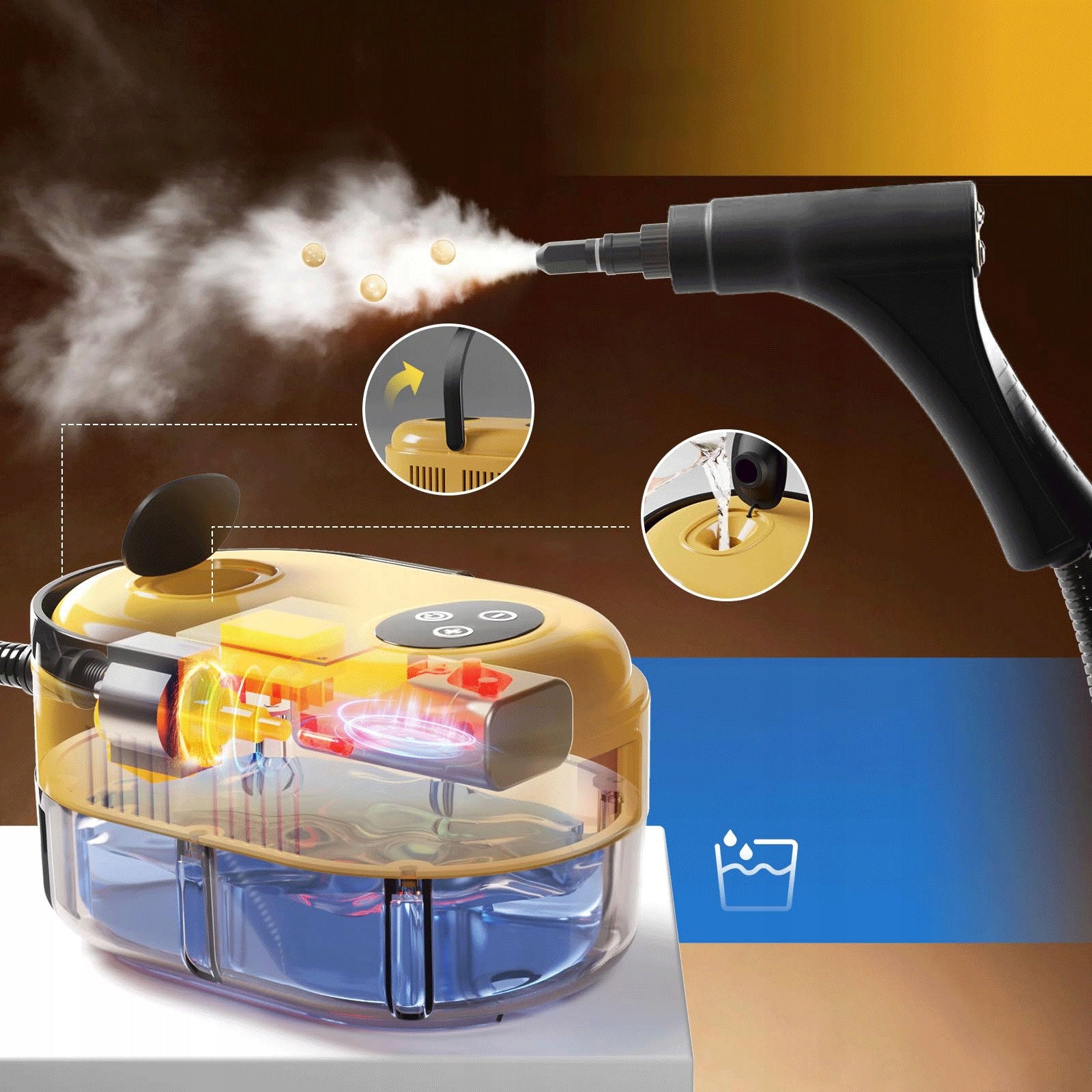 STEAM MOP STEAM CLEANER VACUUM CLEANER FOR WINDOWS GROUT UPHOLSTERY LARGE 2100W Packaging status original