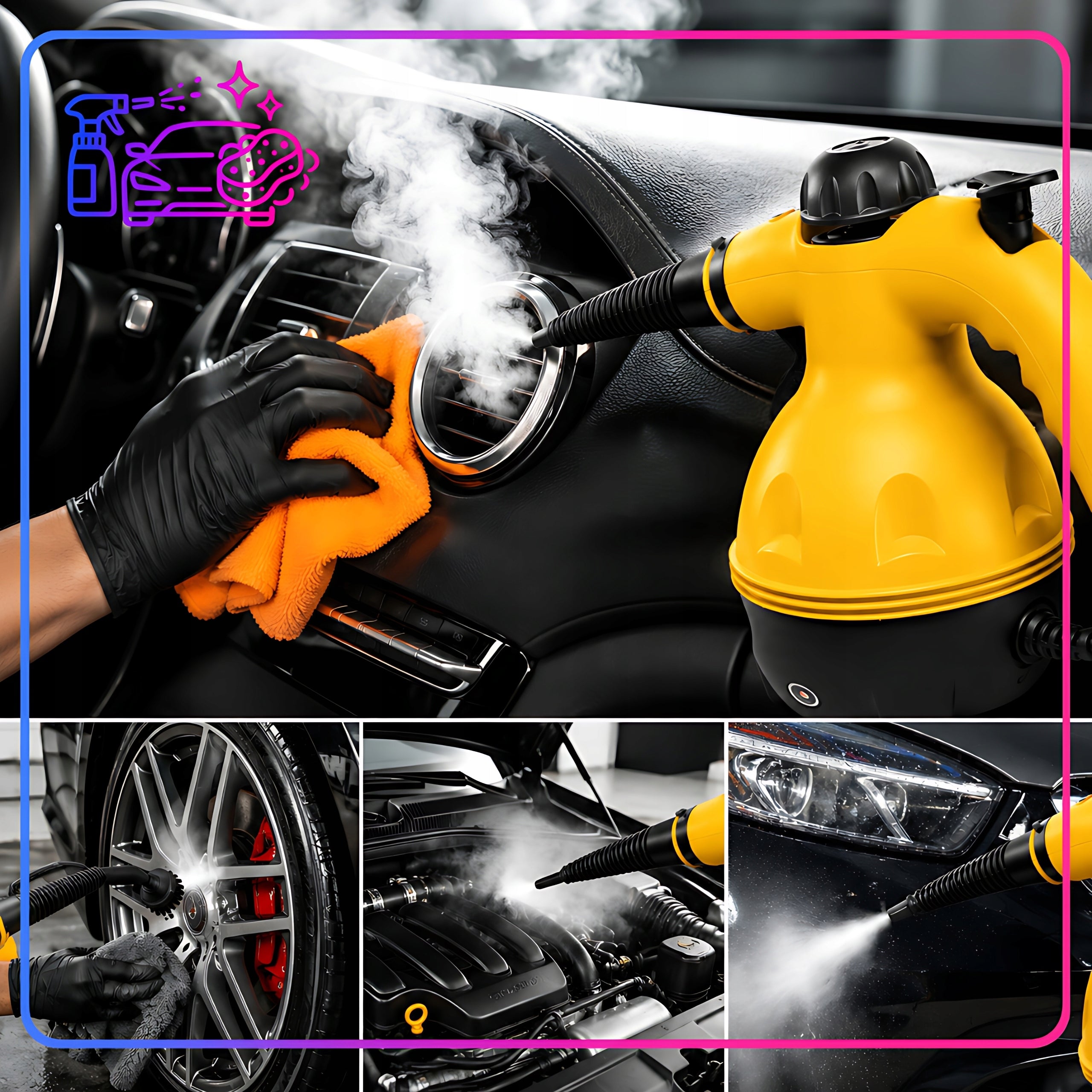 STEAM PRESSURE CLEANER CLEANING 3 BARS + ACCESSORIES 1000W Model MYJKA DO CZYSZCZENIA 3 BARY 1000W totalstore