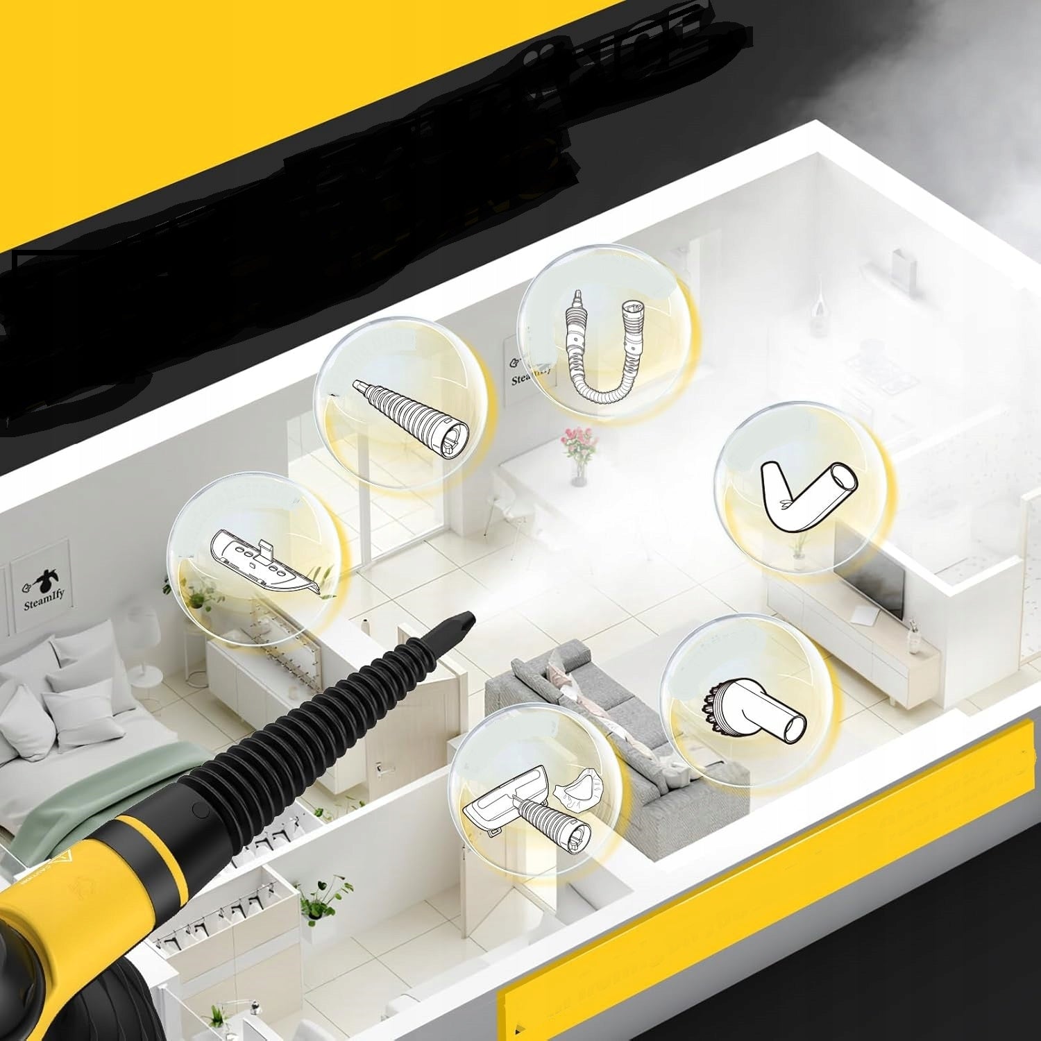 STEAM PRESSURE WASHER SET 9-PIECE HY-308 CHEMICAL FREE CLEANING Manufacturer code HY-308