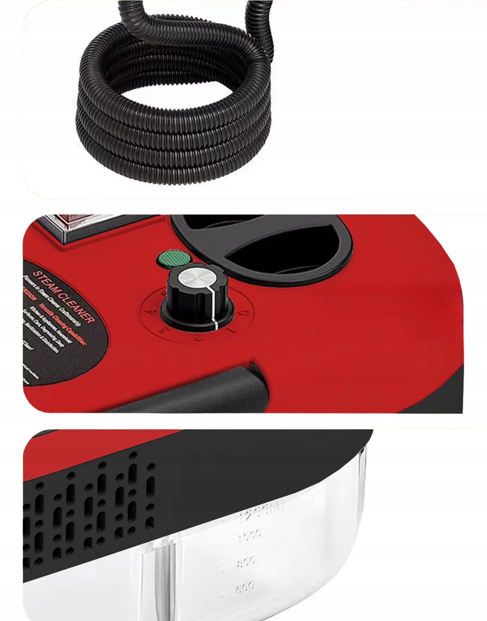 STEAMER 1,2L STEAM CLEANER 2500W FOR CLEANING CAR HOUSE TIP SET Dominant color red
