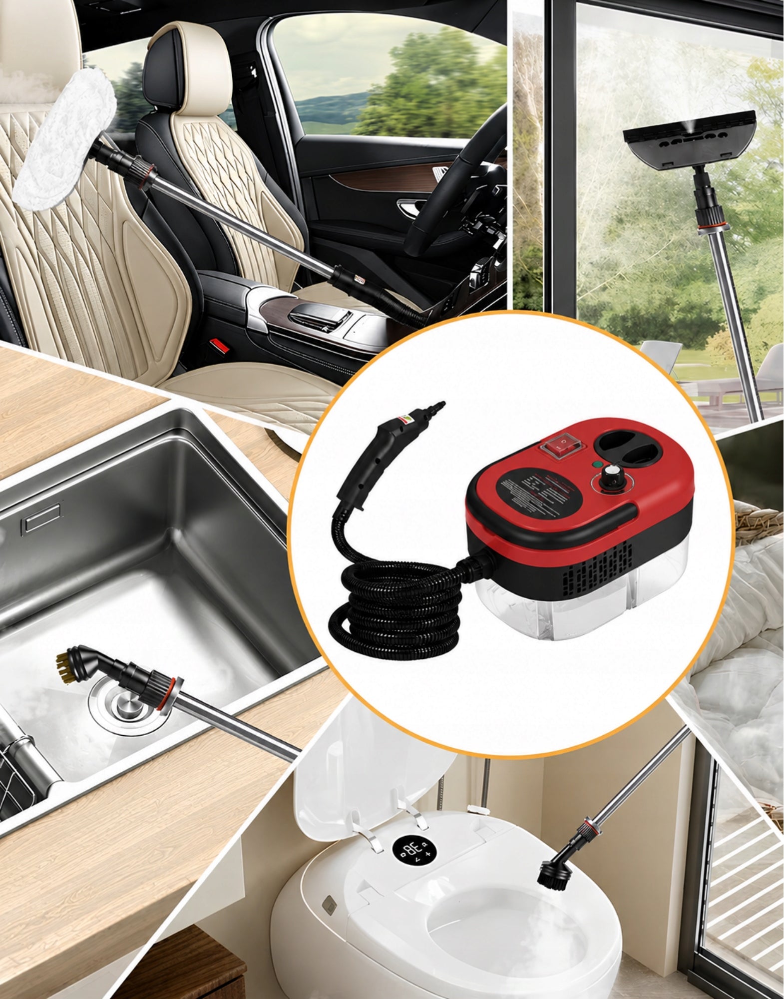 STEAMER 1,2L STEAM CLEANER 2500W FOR CLEANING CAR HOUSE TIP SET Power 2500 W