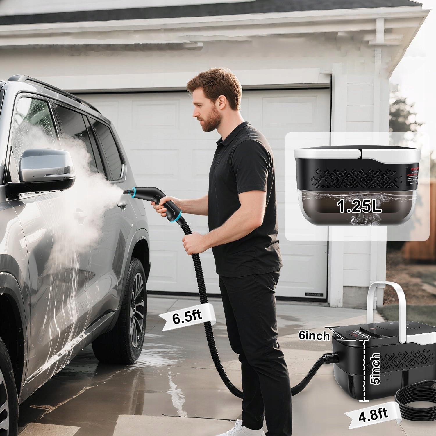 STEAMER 1250ML 2500W POWERFUL STEAM CLEANER 4BAR WINDOW CLEANER UNIVERSAL Maximum steam pressure 4 bar