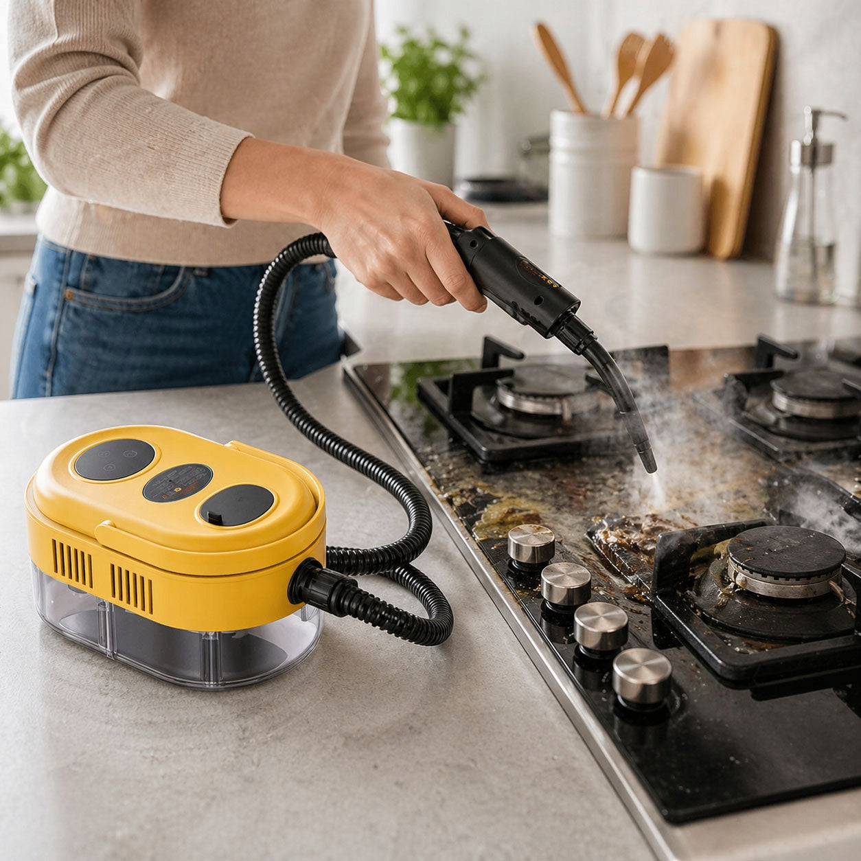 STEAMER 1500W STEAM CLEANING WITH 6 SPEED+2M STEAM HOSE+1200ML POWERFUL Model 7q-40