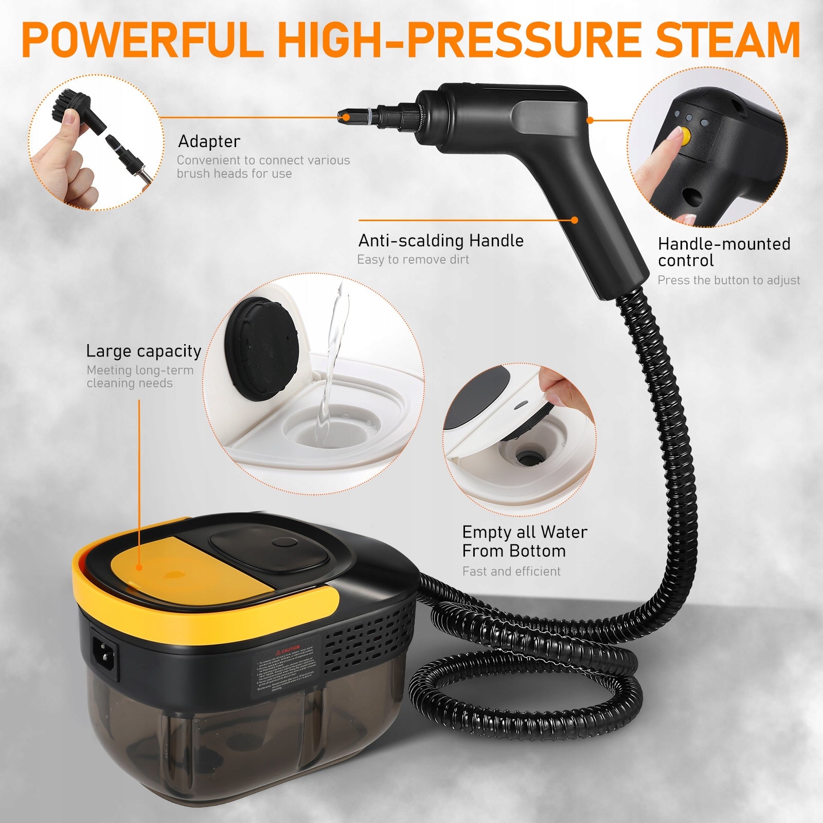 STEAMER 2500W STEAM CLEANING WITH 6 SPEED+1600ML 3 BAR POWERFUL Manufacturer code 4896032579388