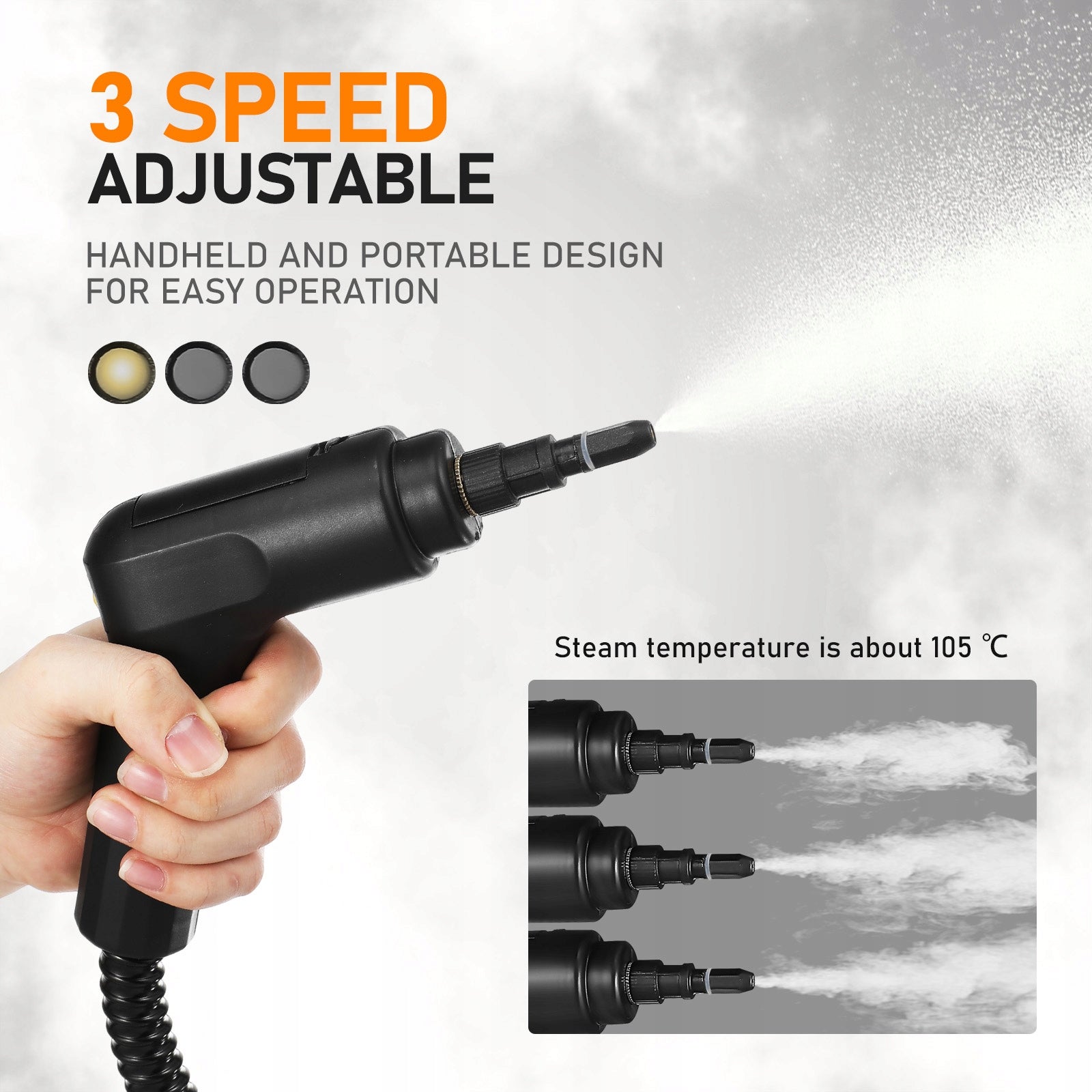 STEAMER 2500W STEAM CLEANING WITH 6 SPEED+1600ML 3 BAR POWERFUL Power 2500 W