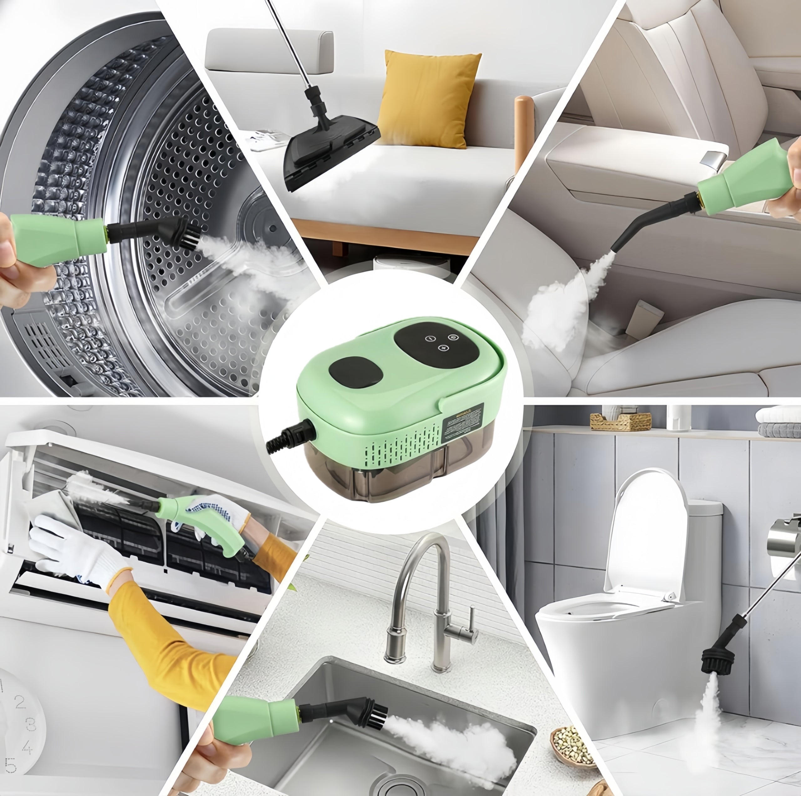 STEAMER 2500W STEAM CLEANING WITH 6 SPEEDS+3 TIPS 1100ML POWERFUL Maximum steam pressure 3 bar