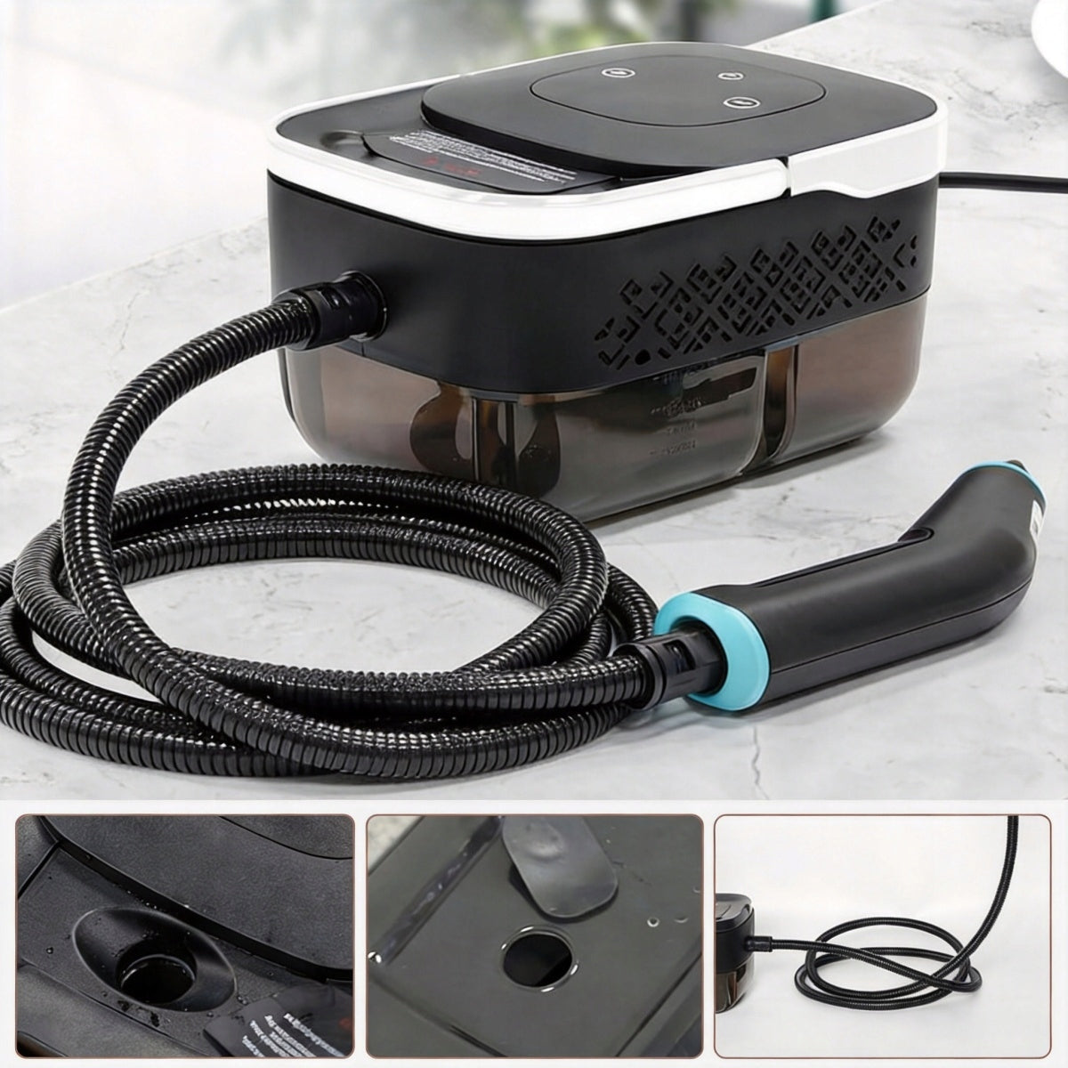 STEAMER 2500W STEAM CLEANING WITH 8 SPEED+1250ML 4BAR POWERFUL Dominant color black